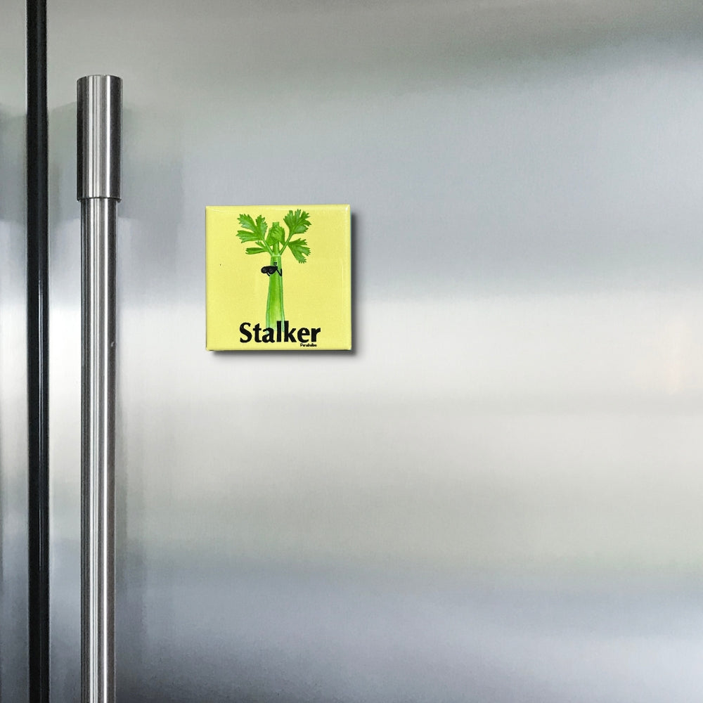Stalker Celery Magnet – Funny Food Pun Gift | 2"x2" Square