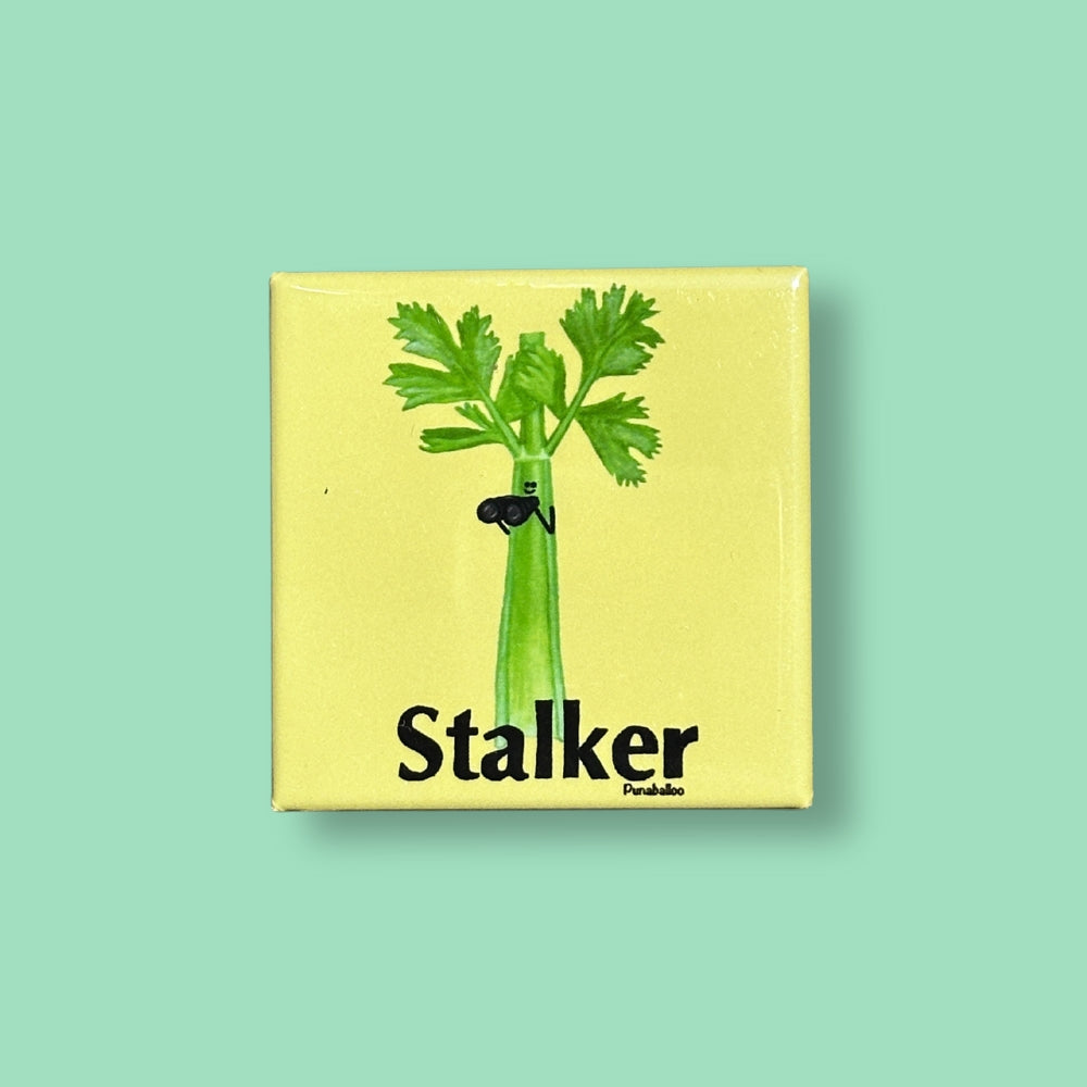 Stalker Celery Magnet – Funny Food Pun Gift | 2"x2" Square