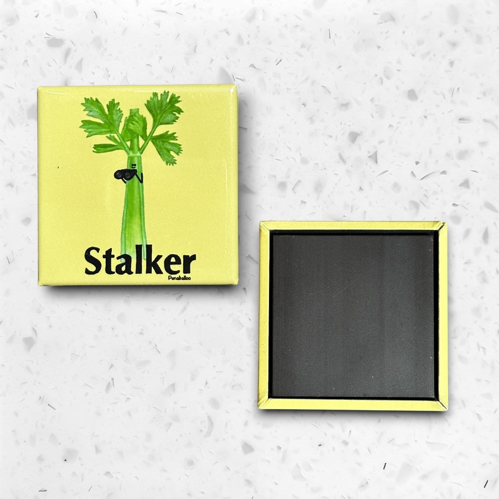 Stalker Celery Magnet – Funny Food Pun Gift | 2"x2" Square