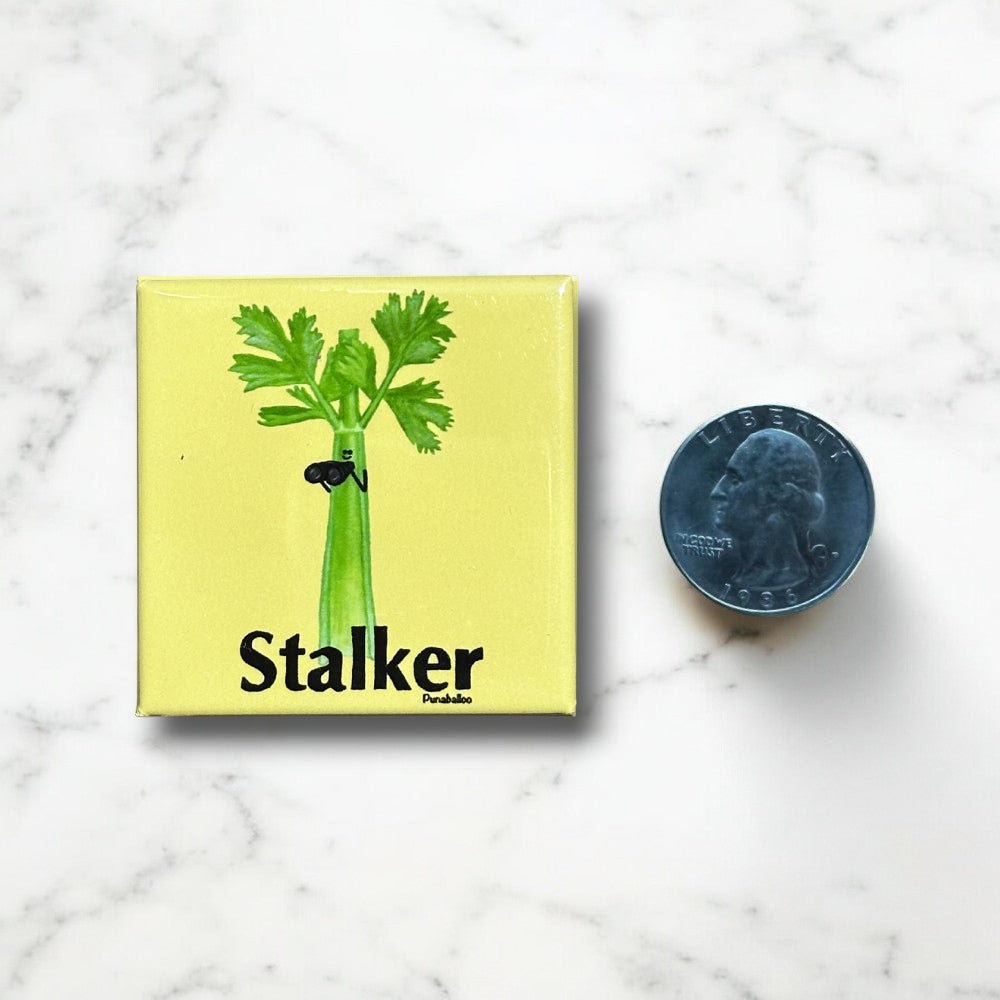 Stalker Celery Magnet – Funny Food Pun Gift | 2"x2" Square