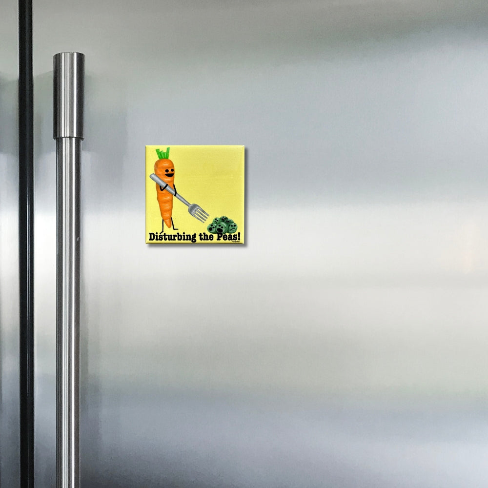 Disturbing The Peas Funny Magnet for Refrigerators with Food Pun