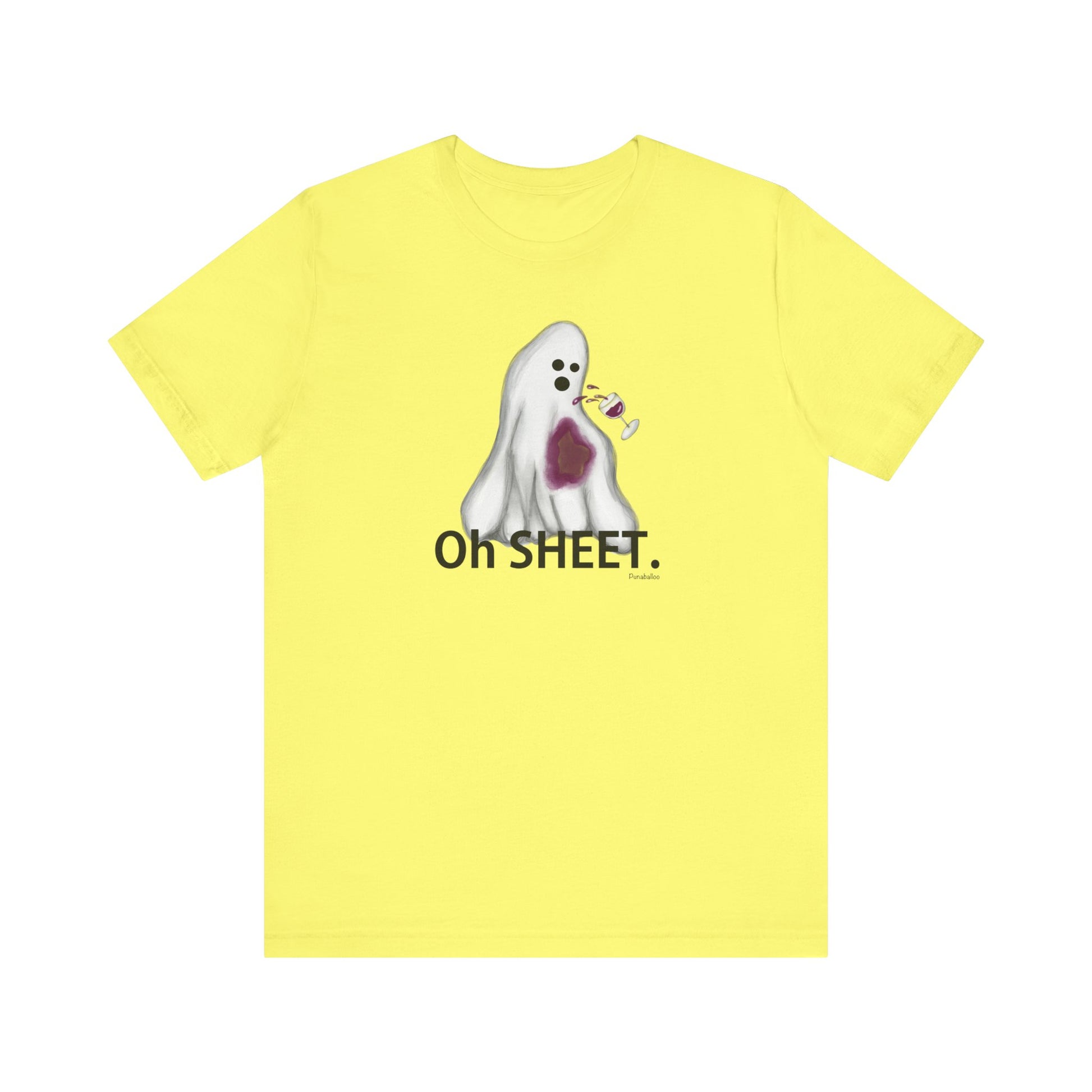 Oh Sheet Adult Unisex Wine Pun T-Shirt - Punaballoo
