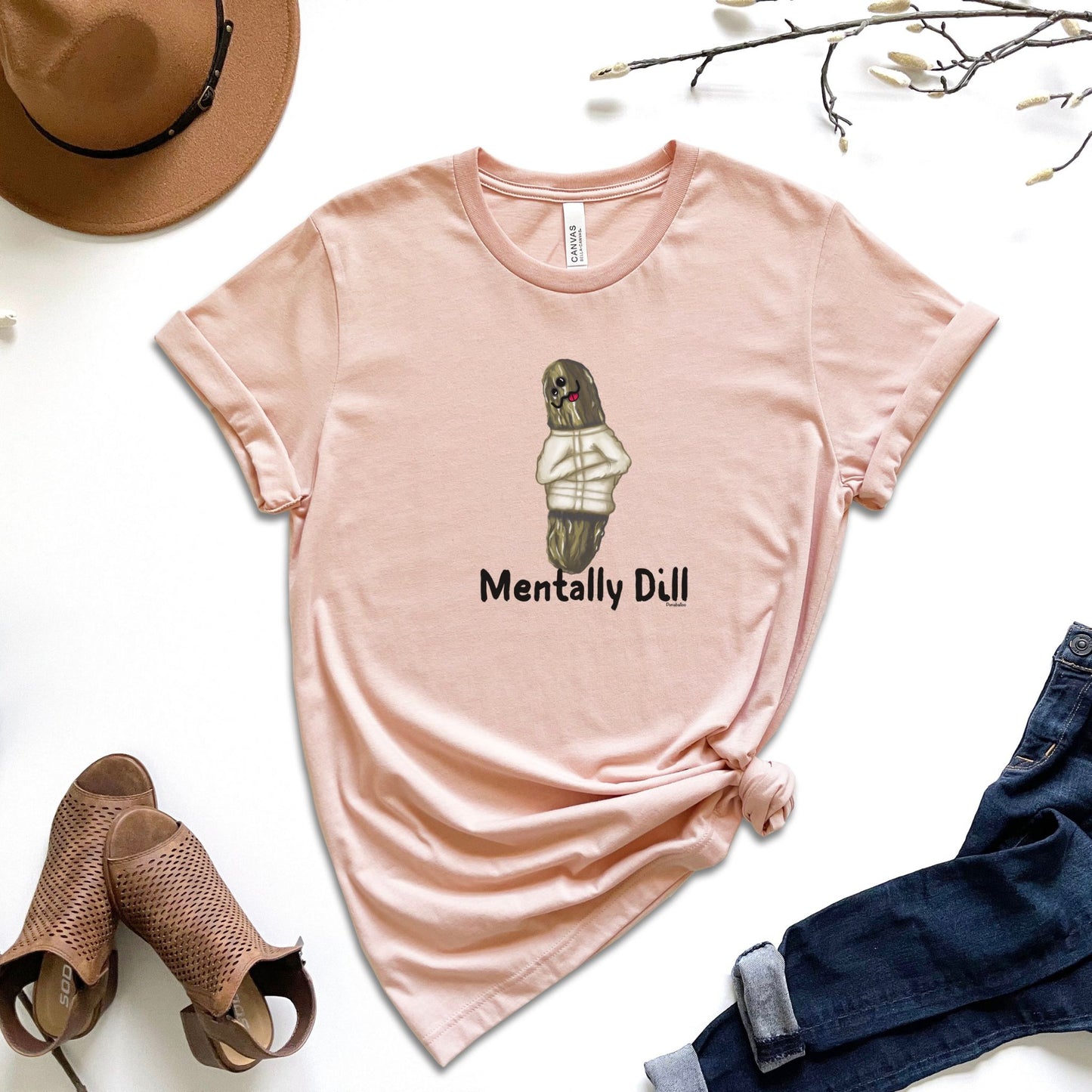 Funny Pickle Pun Unisex Tee - Foodie Mental Health Jokes Shirt - Punaballoo