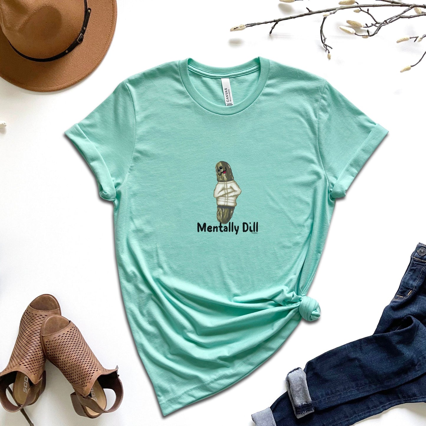 Funny Pickle Pun Unisex Tee - Foodie Mental Health Jokes Shirt - Punaballoo