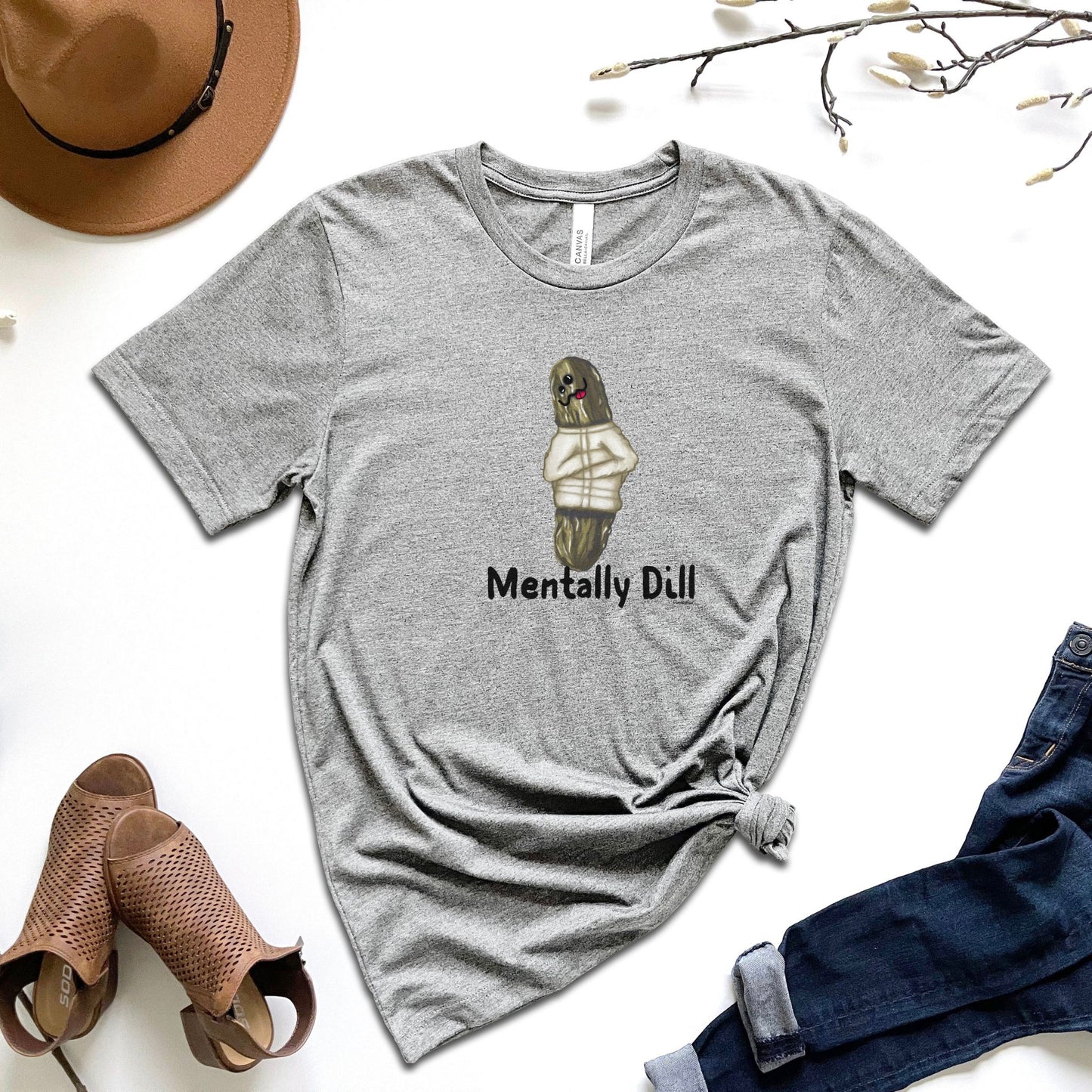 Funny Pickle Pun Unisex Tee - Foodie Mental Health Jokes Shirt - Punaballoo