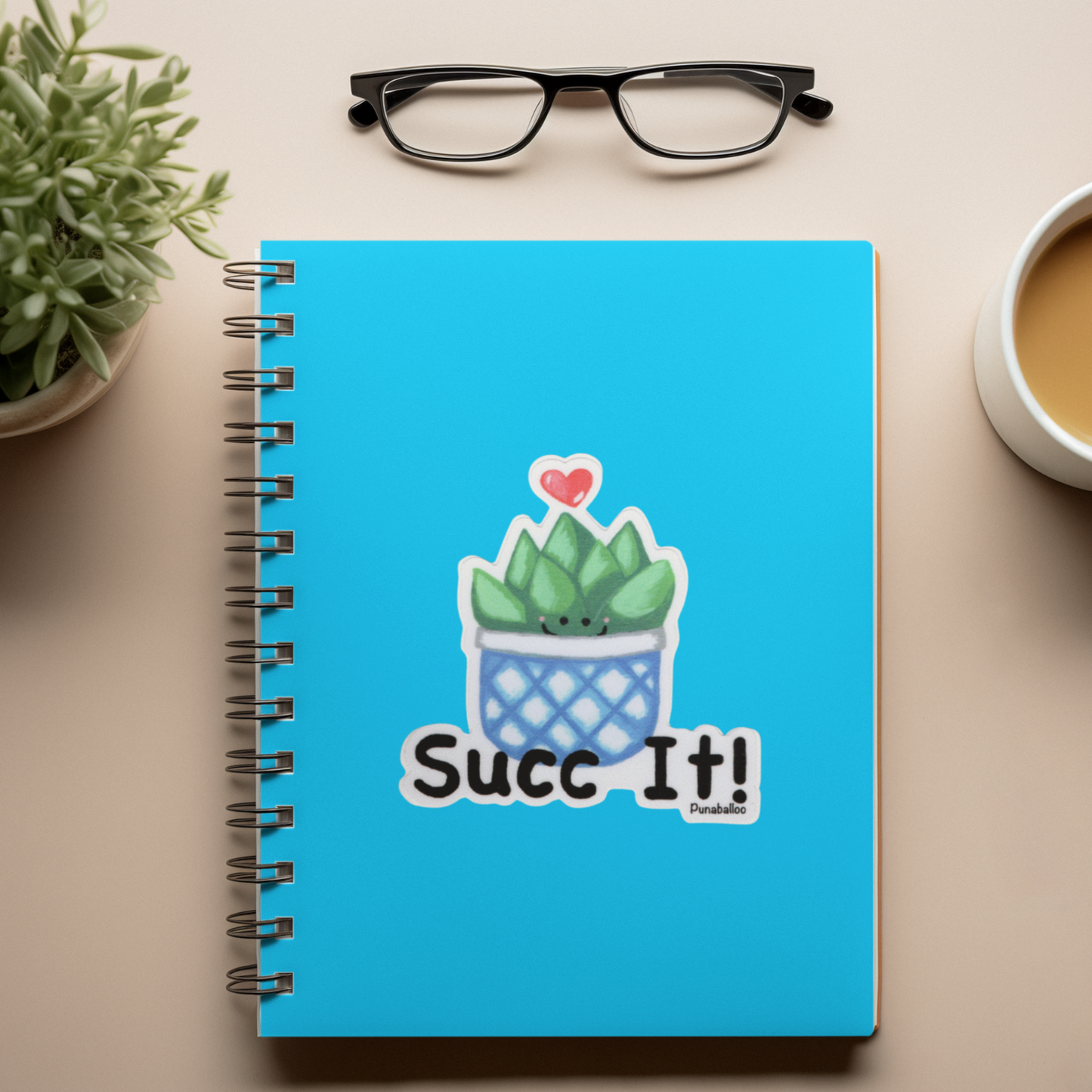 Succ It Succulent Sticker – 3″ Vinyl, Weatherproof & Matte, Snarky Plant Pun - Punaballoo