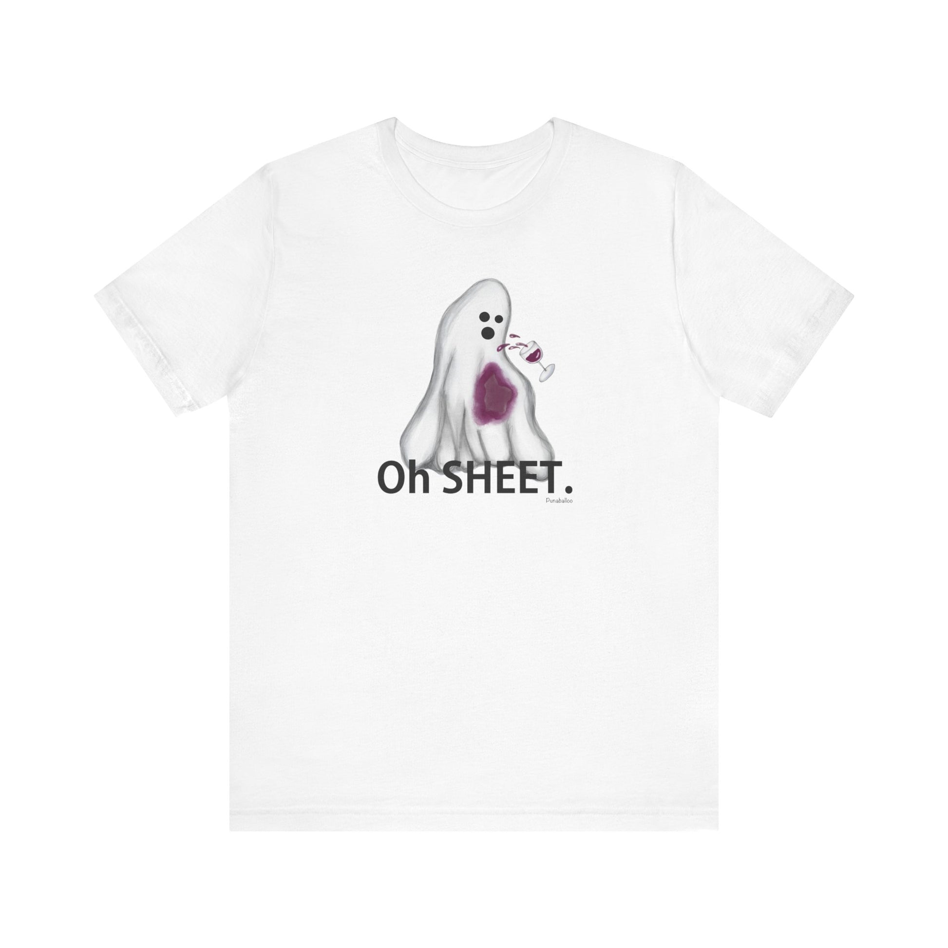 Oh Sheet Adult Unisex Wine Pun T-Shirt - Punaballoo