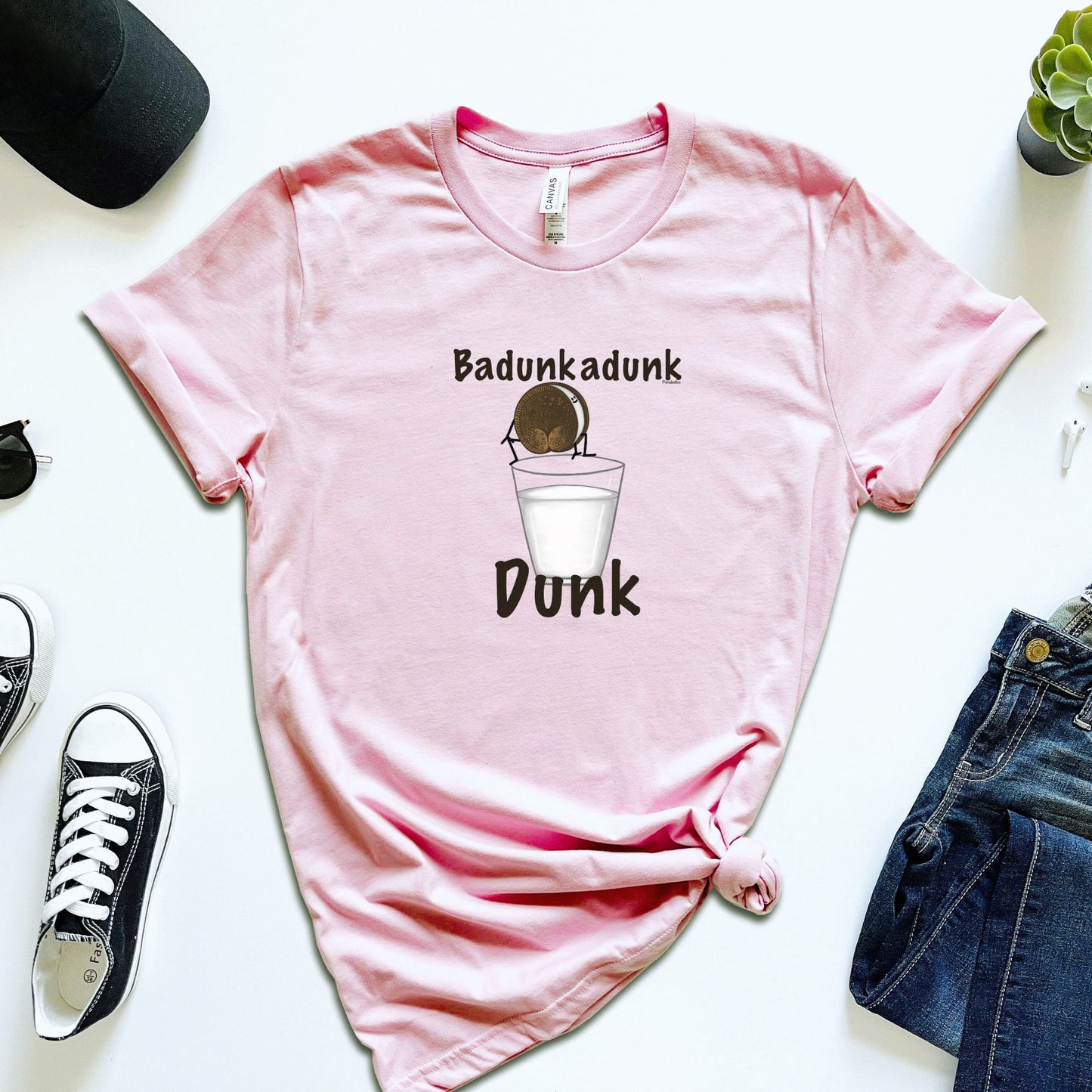 Funny Cookie Pun Tee, Badonka Donk T-Shirt, Food Pun Lover Gift Idea - Punaballoo