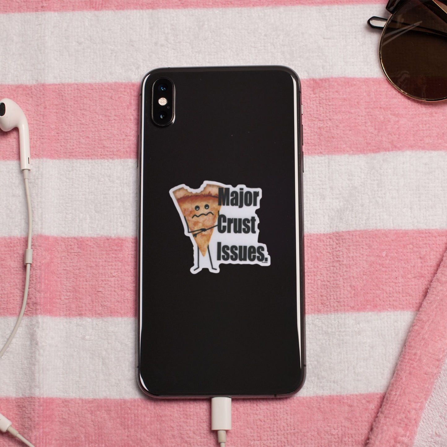 Major Crust Issues Pizza Pun Sticker – Funny 3″ Waterproof Vinyl Decal for Laptops, Water Bottles & More