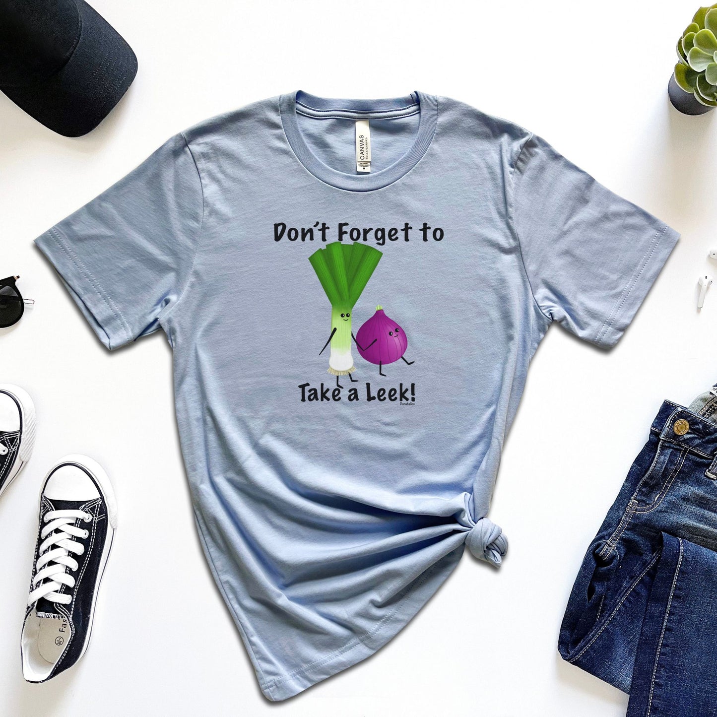 Don't Forget to Take a Leek T-Shirt | Funny Vegetable Pun Tee | Onion & Leek Graphic Shirt | Adult Unisex Humor Tee | Plant Lover Gift | Foodie Joke Shirt