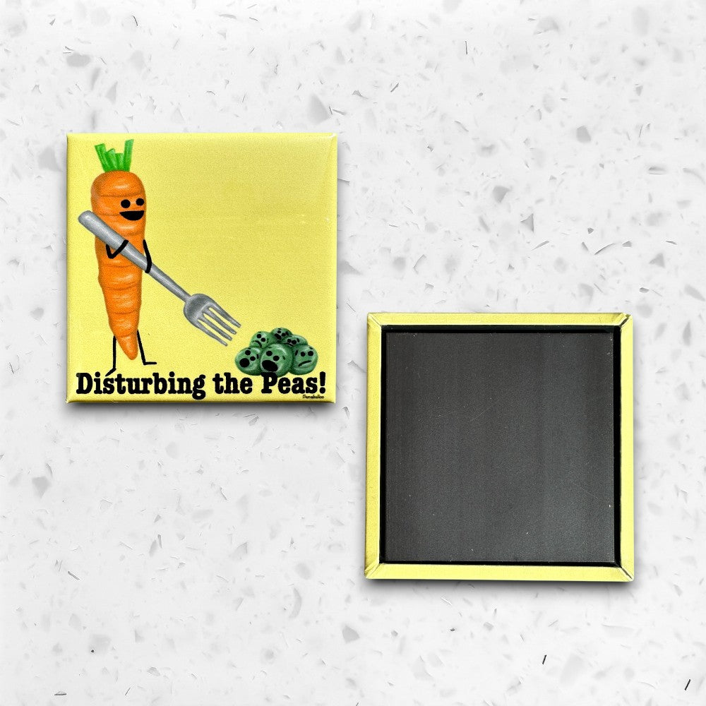 Disturbing The Peas Funny Magnet for Refrigerators with Food Pun