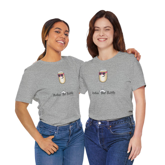 Nothing But Bubble Adult Unisex Champagne Pun Short Sleeve T-Shirt - Athletic Heather Only - Punaballoo