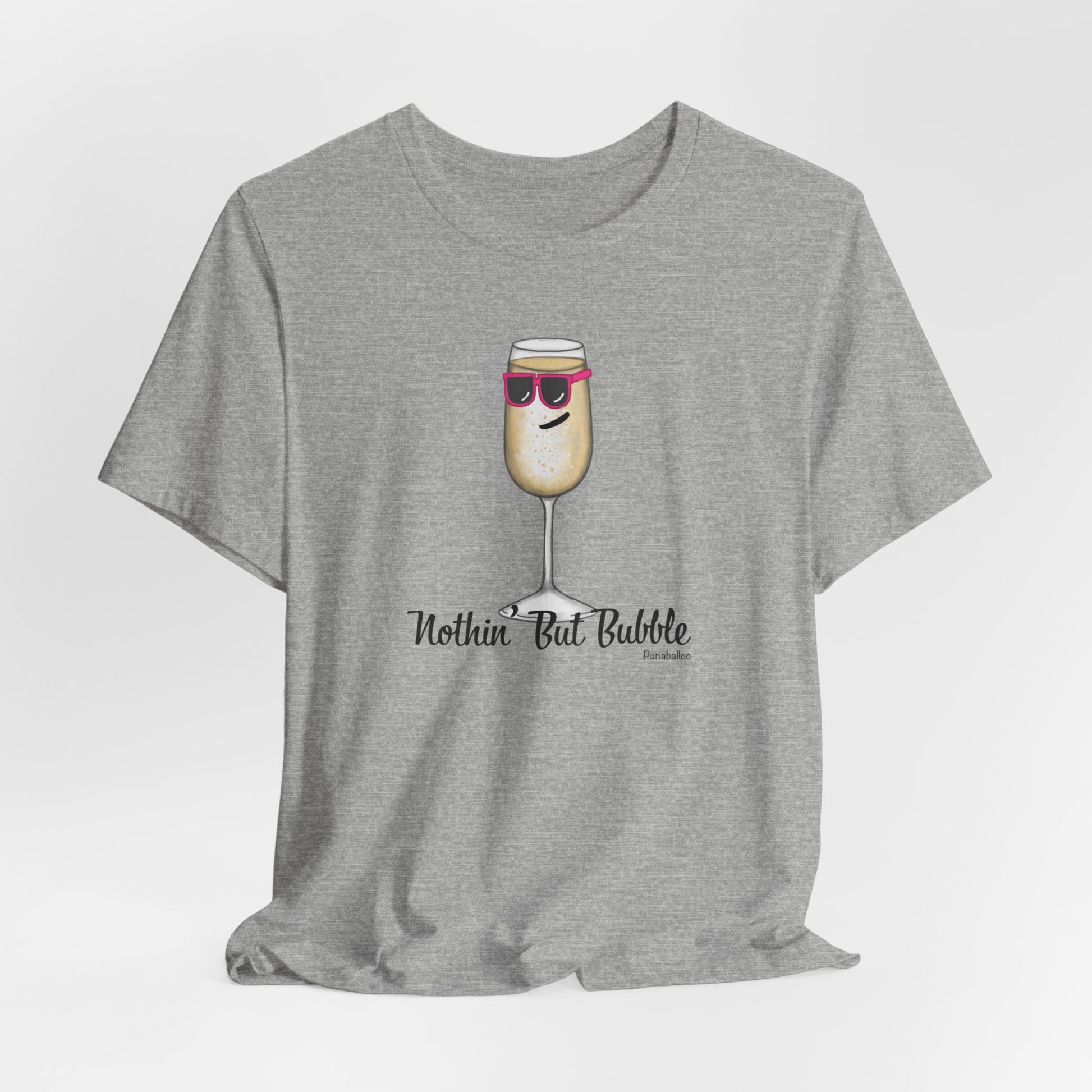 Nothing But Bubble Adult Unisex Champagne Pun Short Sleeve T-Shirt - Athletic Heather Only - Punaballoo
