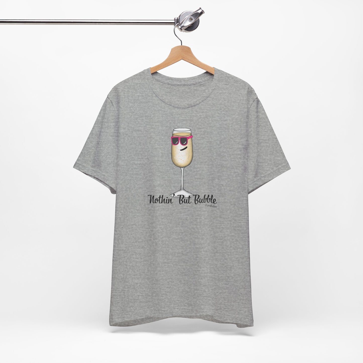 Nothing But Bubble Adult Unisex Champagne Pun Short Sleeve T-Shirt - Athletic Heather Only - Punaballoo