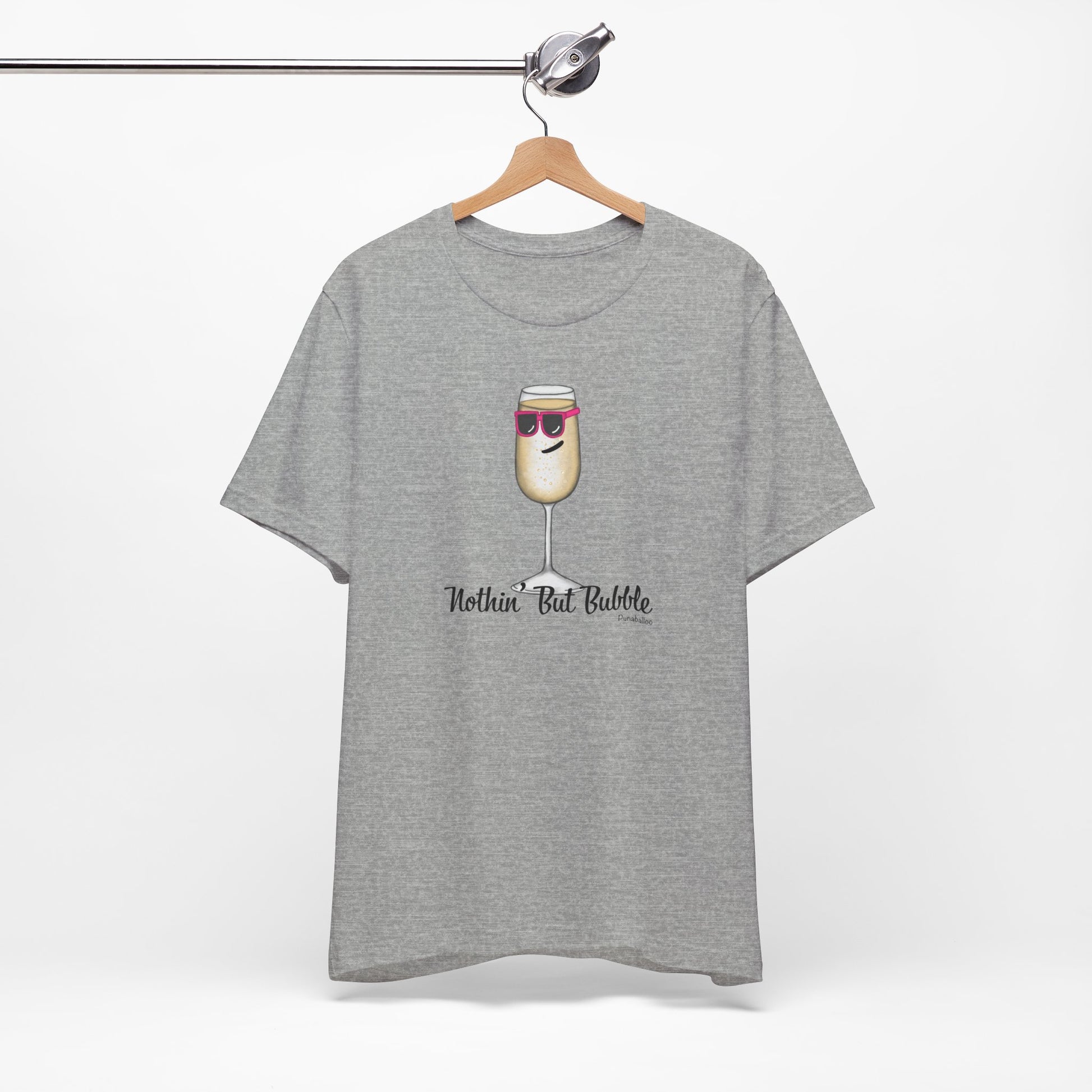 Nothing But Bubble Adult Unisex Champagne Pun Short Sleeve T-Shirt - Athletic Heather Only - Punaballoo
