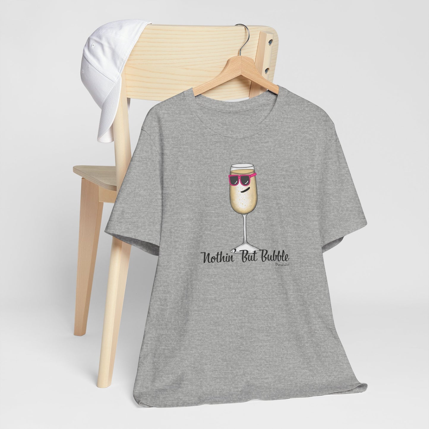 Nothing But Bubble Adult Unisex Champagne Pun Short Sleeve T-Shirt - Athletic Heather Only - Punaballoo