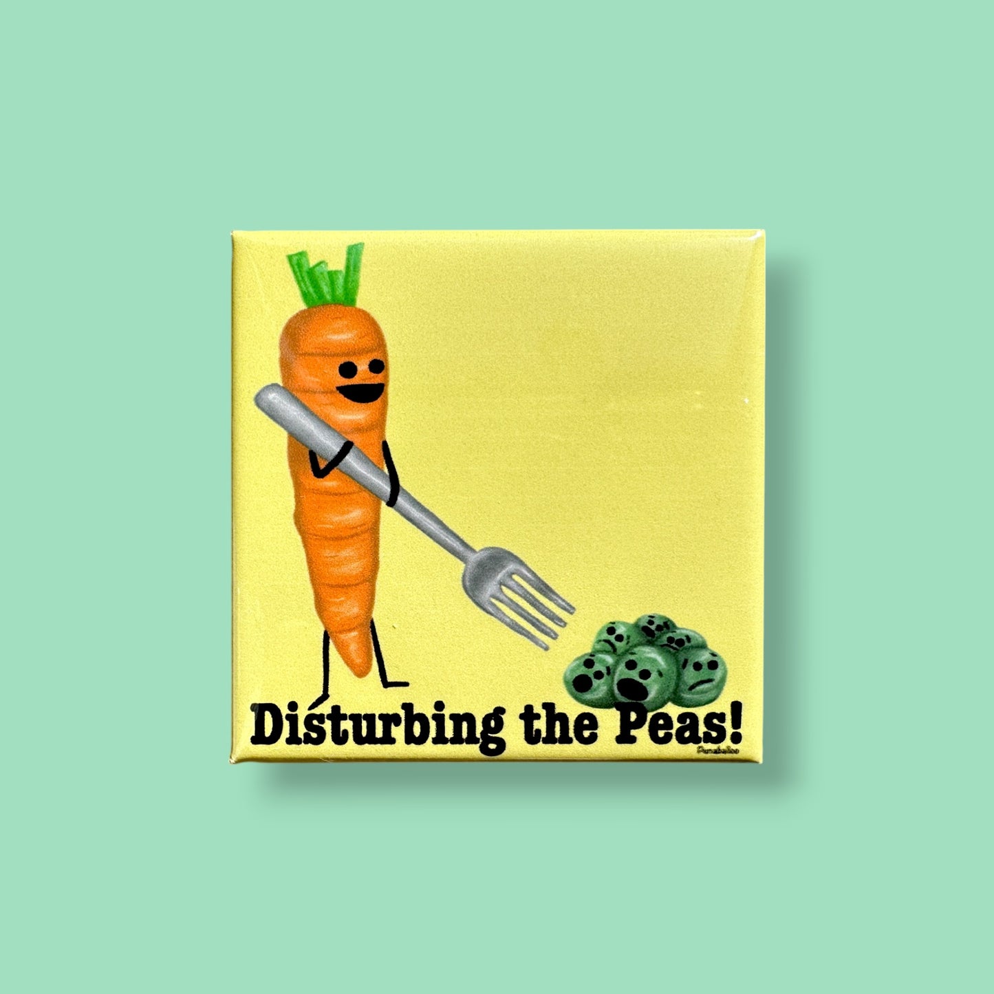 Disturbing The Peas Funny Magnet for Refrigerators with Food Pun