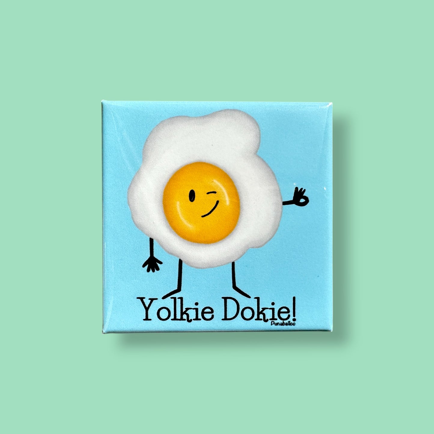 Yolkie Dokie Cute Breakfast Pun Fridge Magnet - Punaballoo