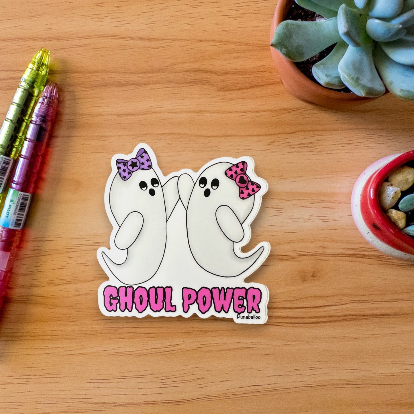 Ghoul Power 3" Vinyl Ghost Pun Sticker - Punaballoo