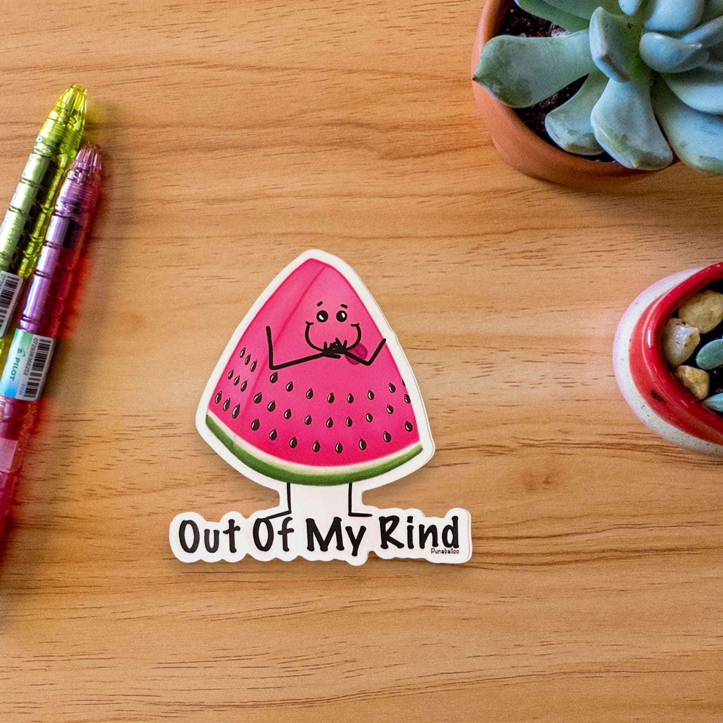 Out Of My Rind 3" Vinyl Watermelon Pun Sticker - Punaballoo