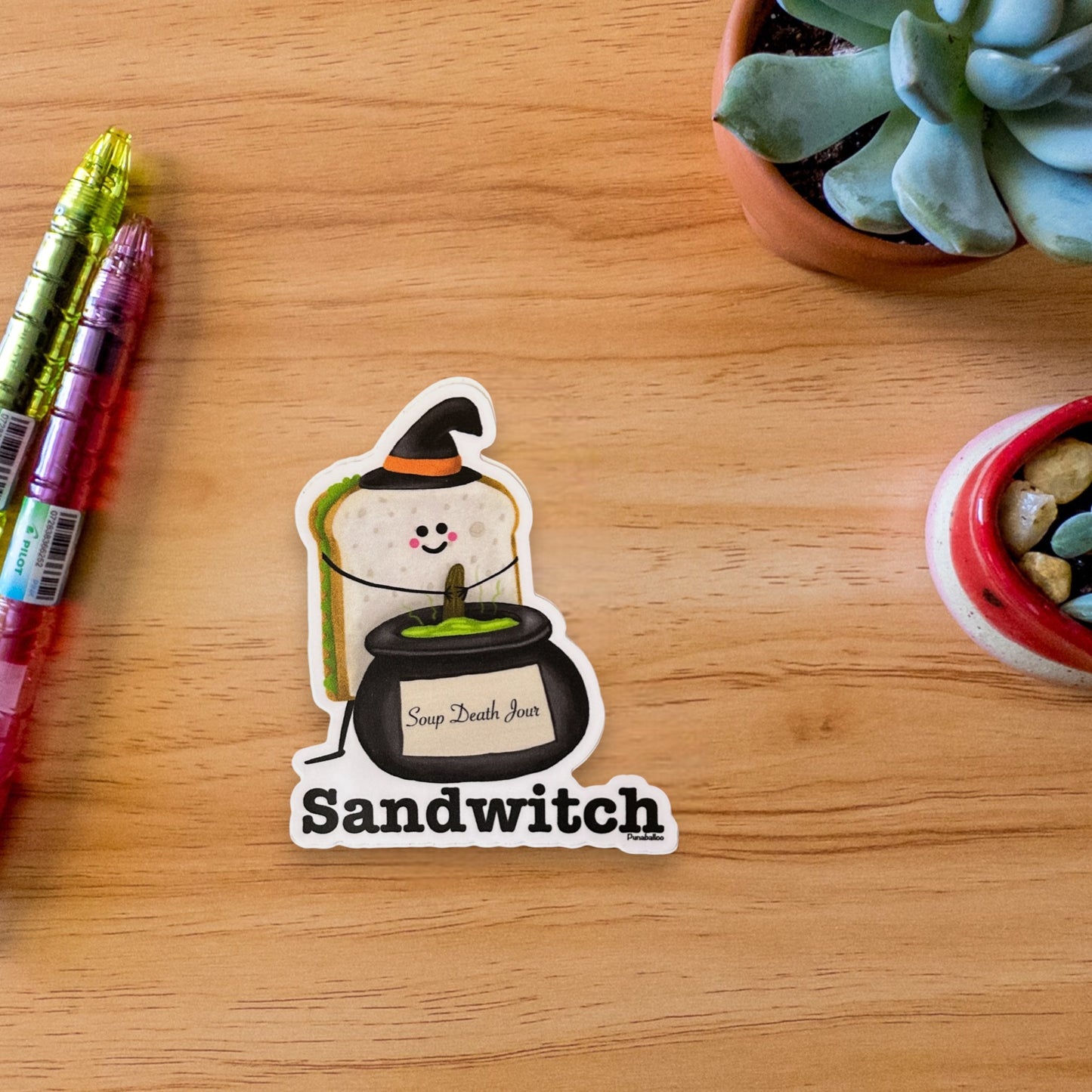 Sandwitch 3" Vinyl Witch Pun Sticker - Punaballoo