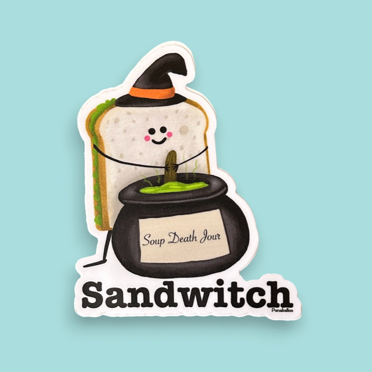 Sandwitch 3" Vinyl Witch Pun Sticker - Punaballoo