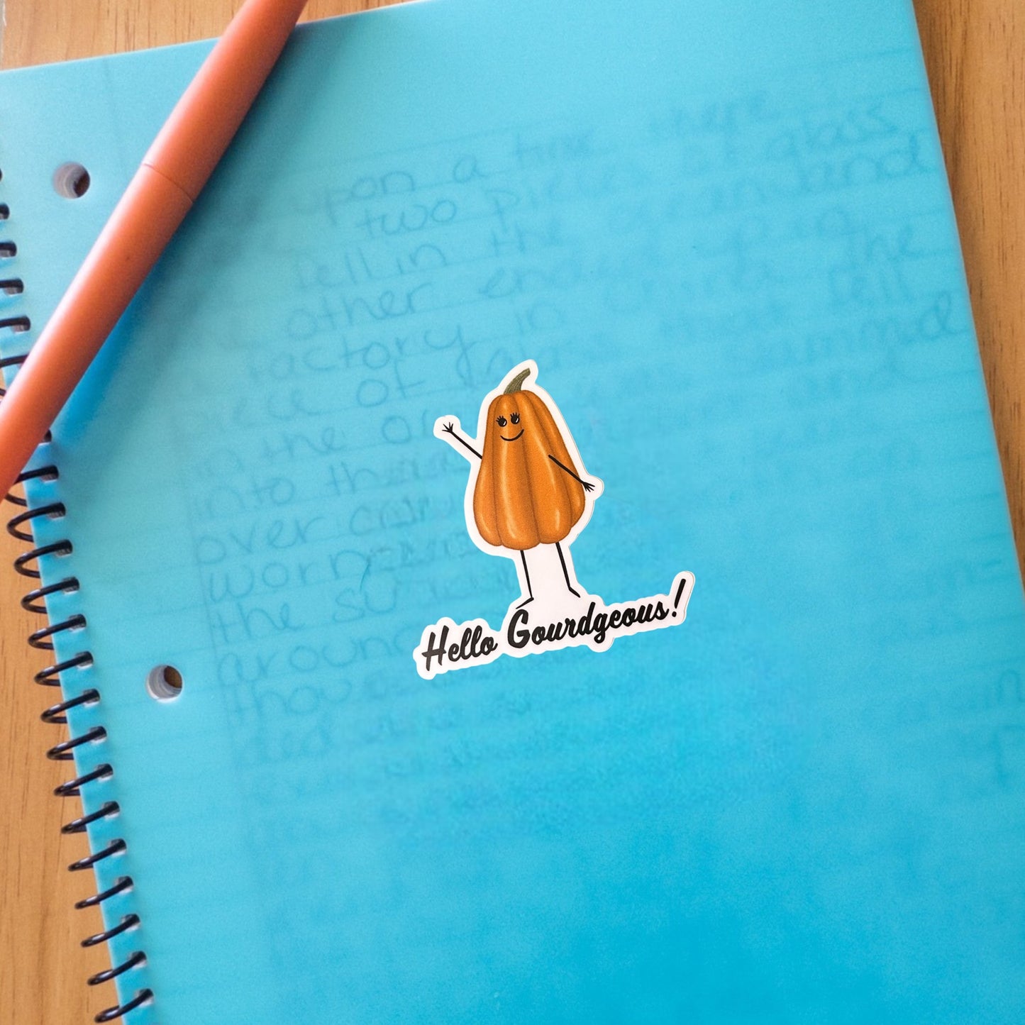 Hello Gourdgeous 3" Vinyl Gourd Pun Sticker - Punaballoo
