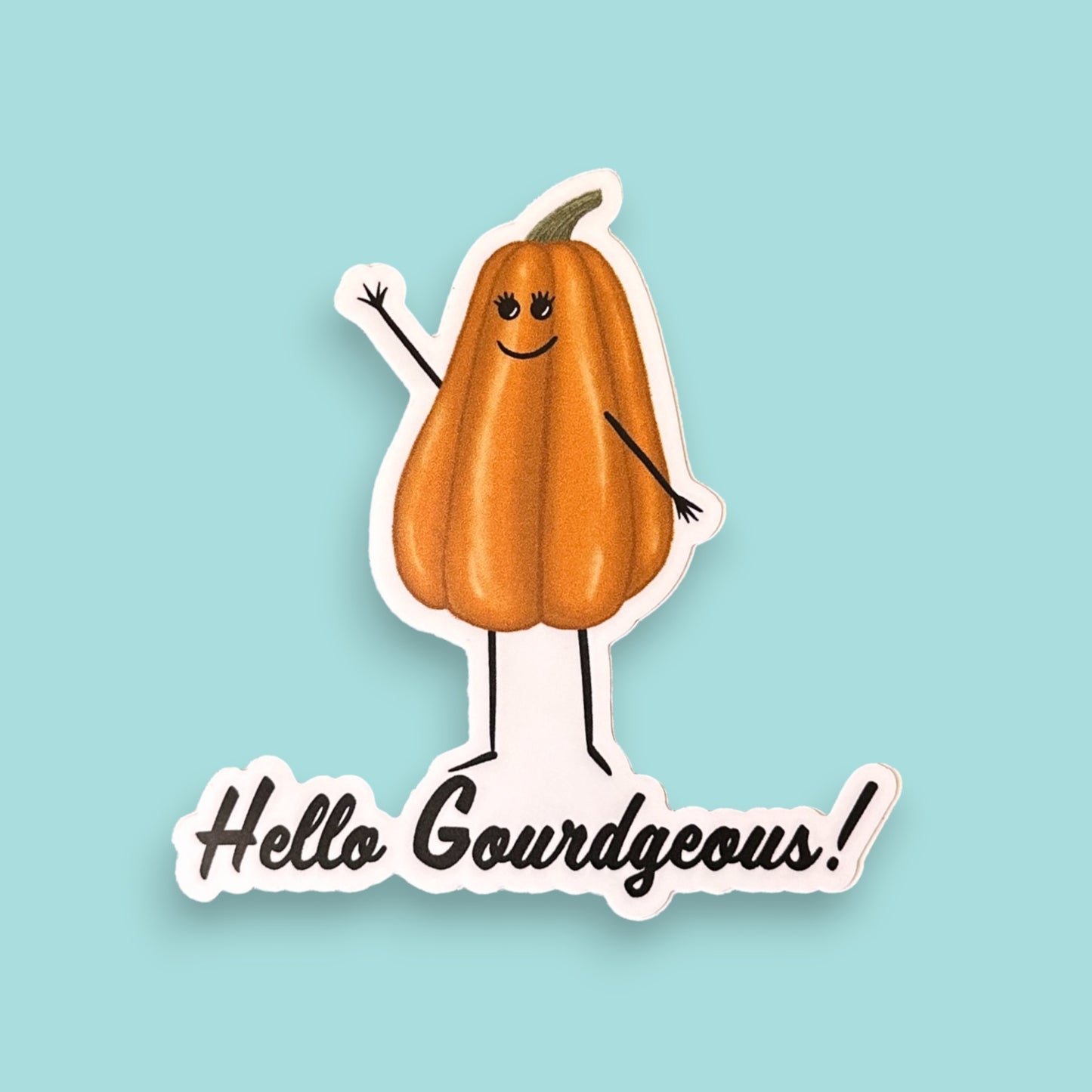 Hello Gourdgeous 3" Vinyl Gourd Pun Sticker - Punaballoo