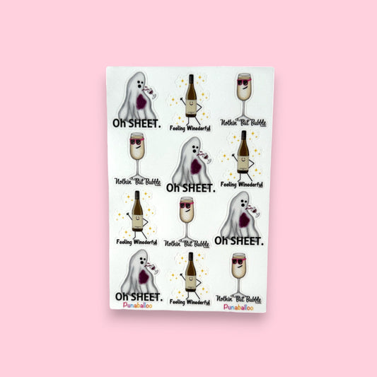 4"x6" Wine Pun Sticker Pack - Punaballoo
