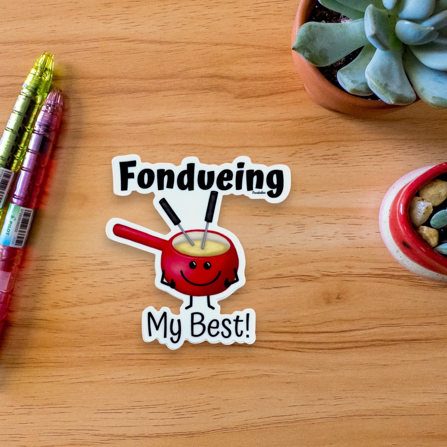 Fondueing My Best 3" Vinyl Cheese Pun Sticker - Punaballoo