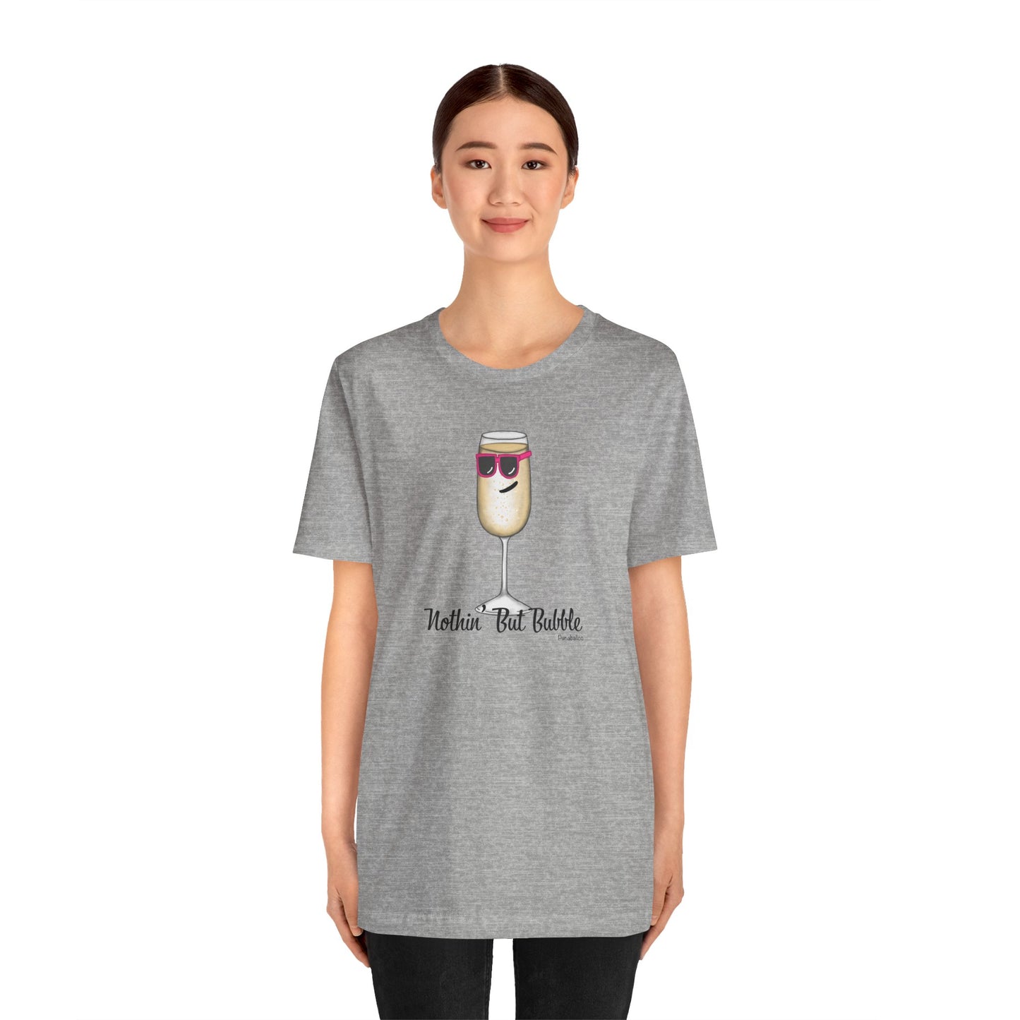 Nothing But Bubble Adult Unisex Champagne Pun Short Sleeve T-Shirt - Athletic Heather Only - Punaballoo