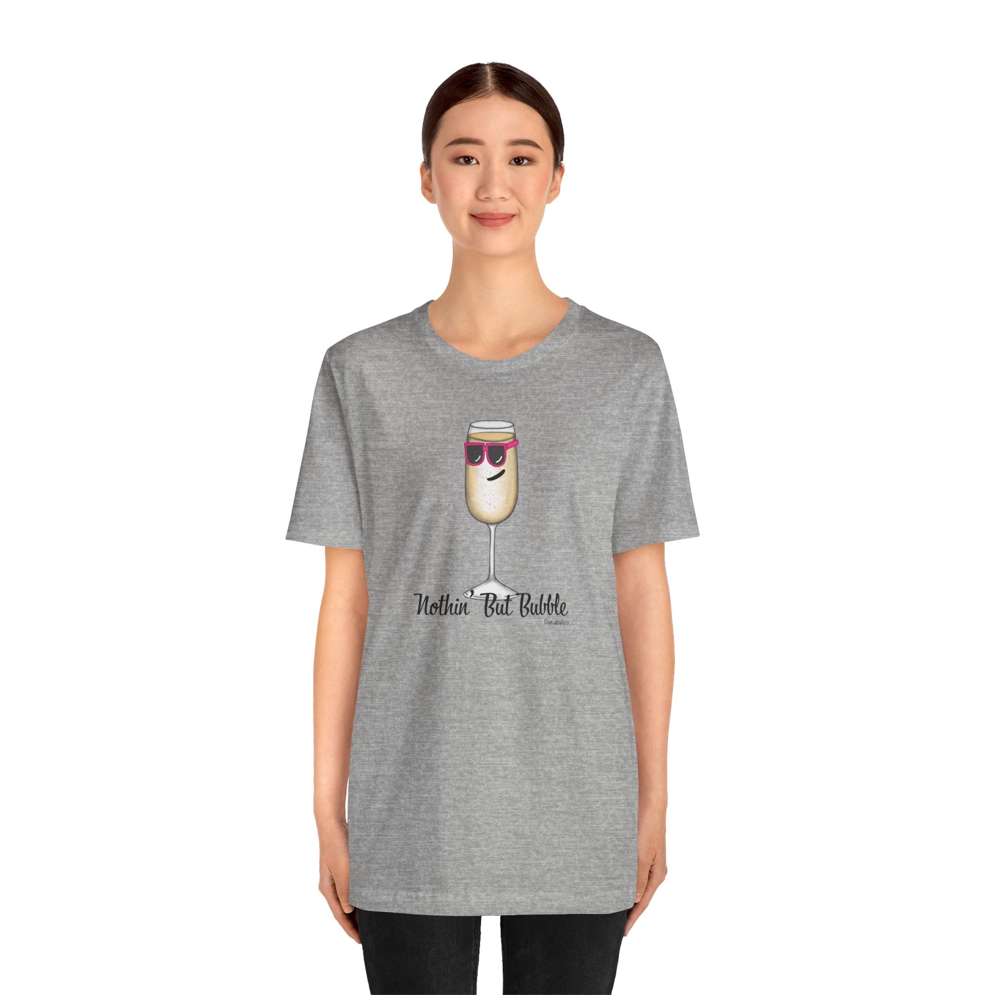 Nothing But Bubble Adult Unisex Champagne Pun Short Sleeve T-Shirt - Athletic Heather Only - Punaballoo