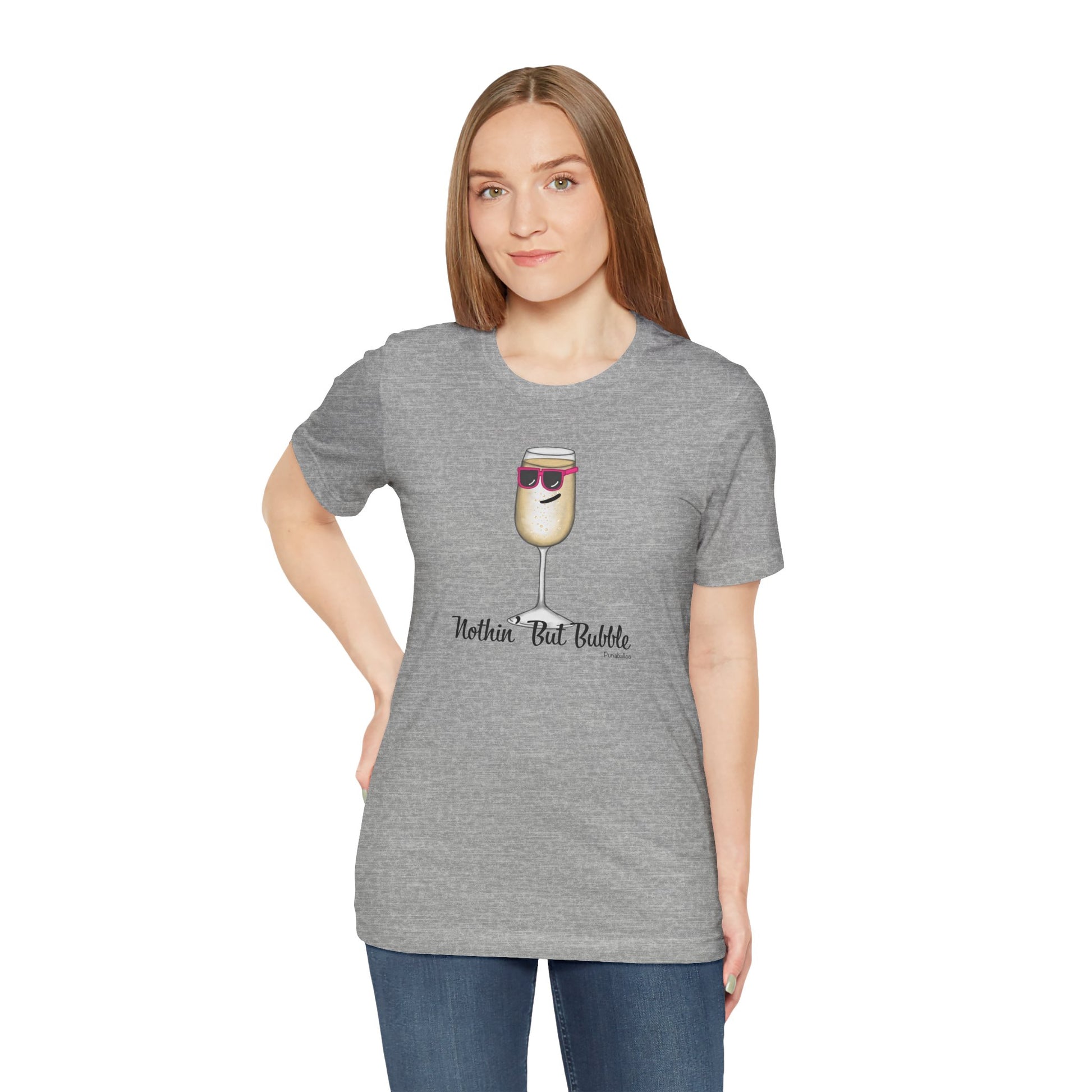 Nothing But Bubble Adult Unisex Champagne Pun Short Sleeve T-Shirt - Athletic Heather Only - Punaballoo