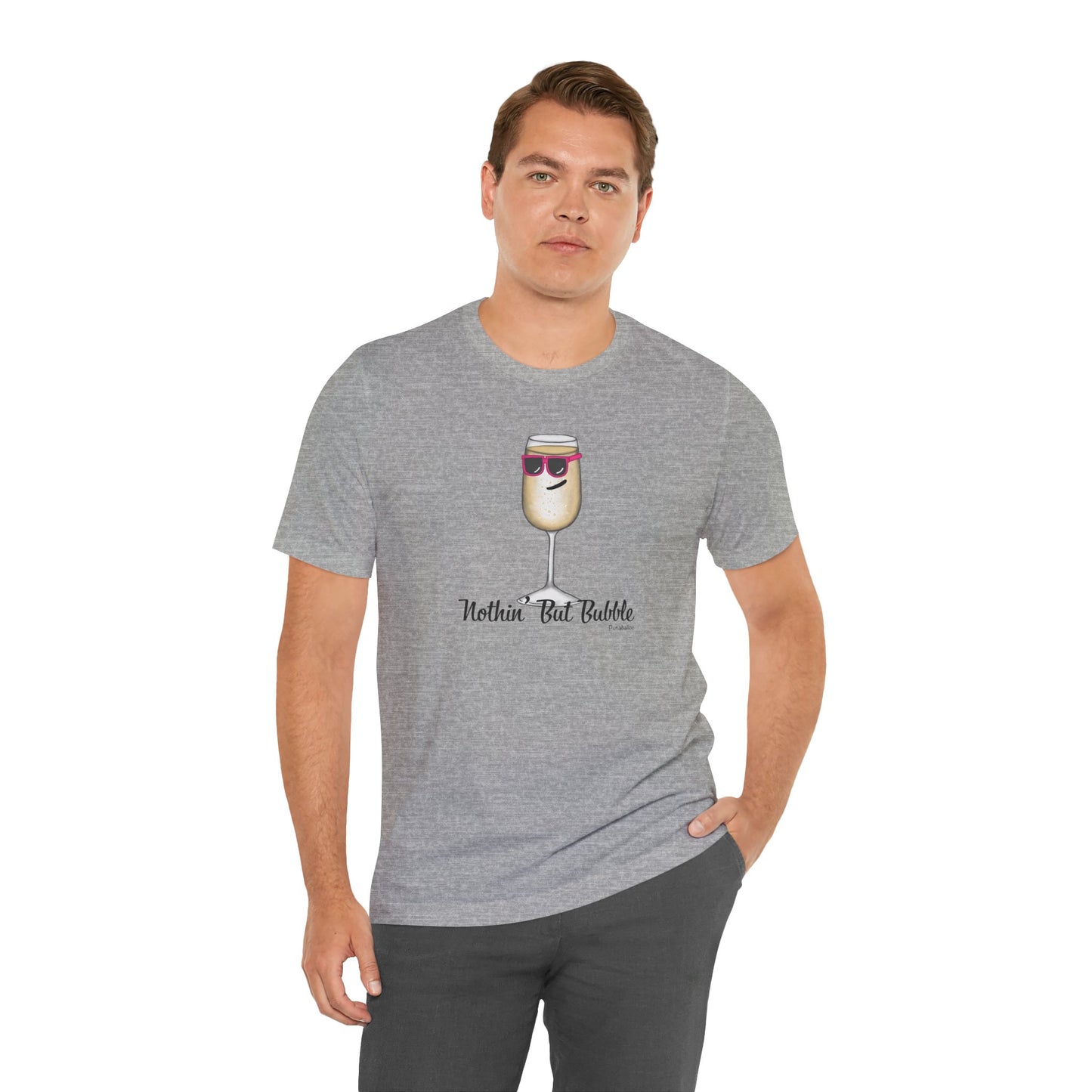 Nothing But Bubble Adult Unisex Champagne Pun Short Sleeve T-Shirt - Athletic Heather Only - Punaballoo