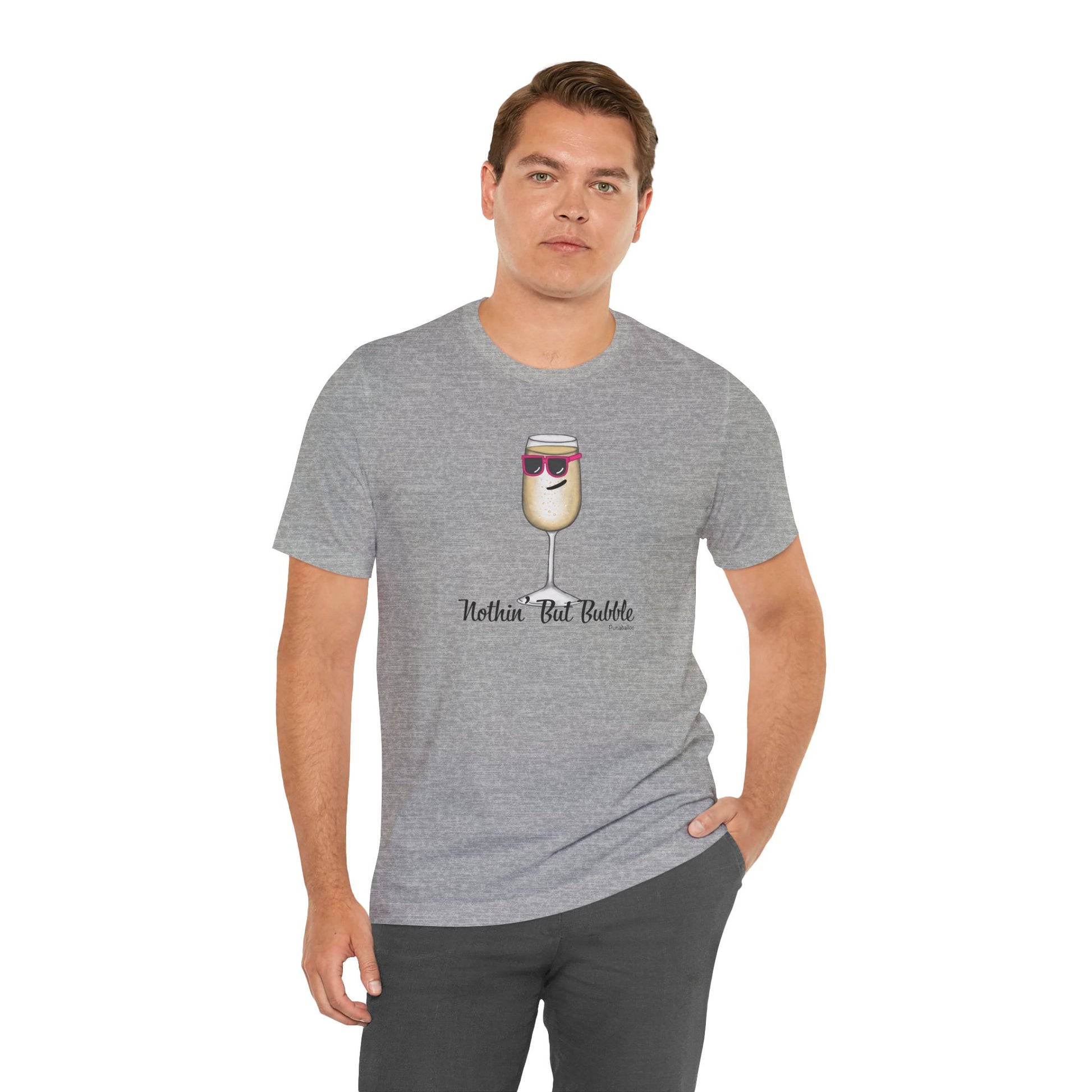 Nothing But Bubble Adult Unisex Champagne Pun Short Sleeve T-Shirt - Athletic Heather Only - Punaballoo