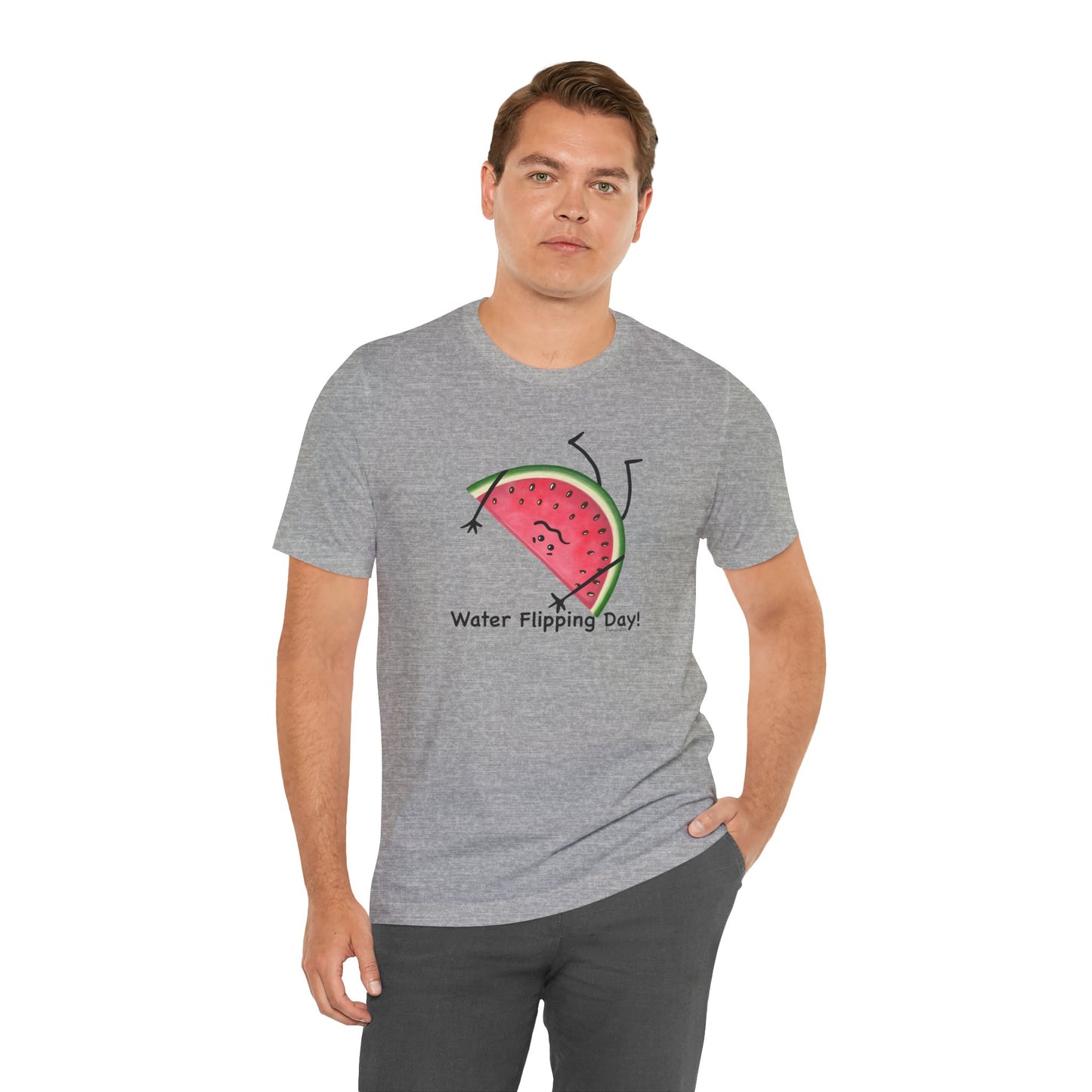 Water Flipping Day Adult Unisex Watermelon Pun Short Sleeve T-Shirt - Punaballoo