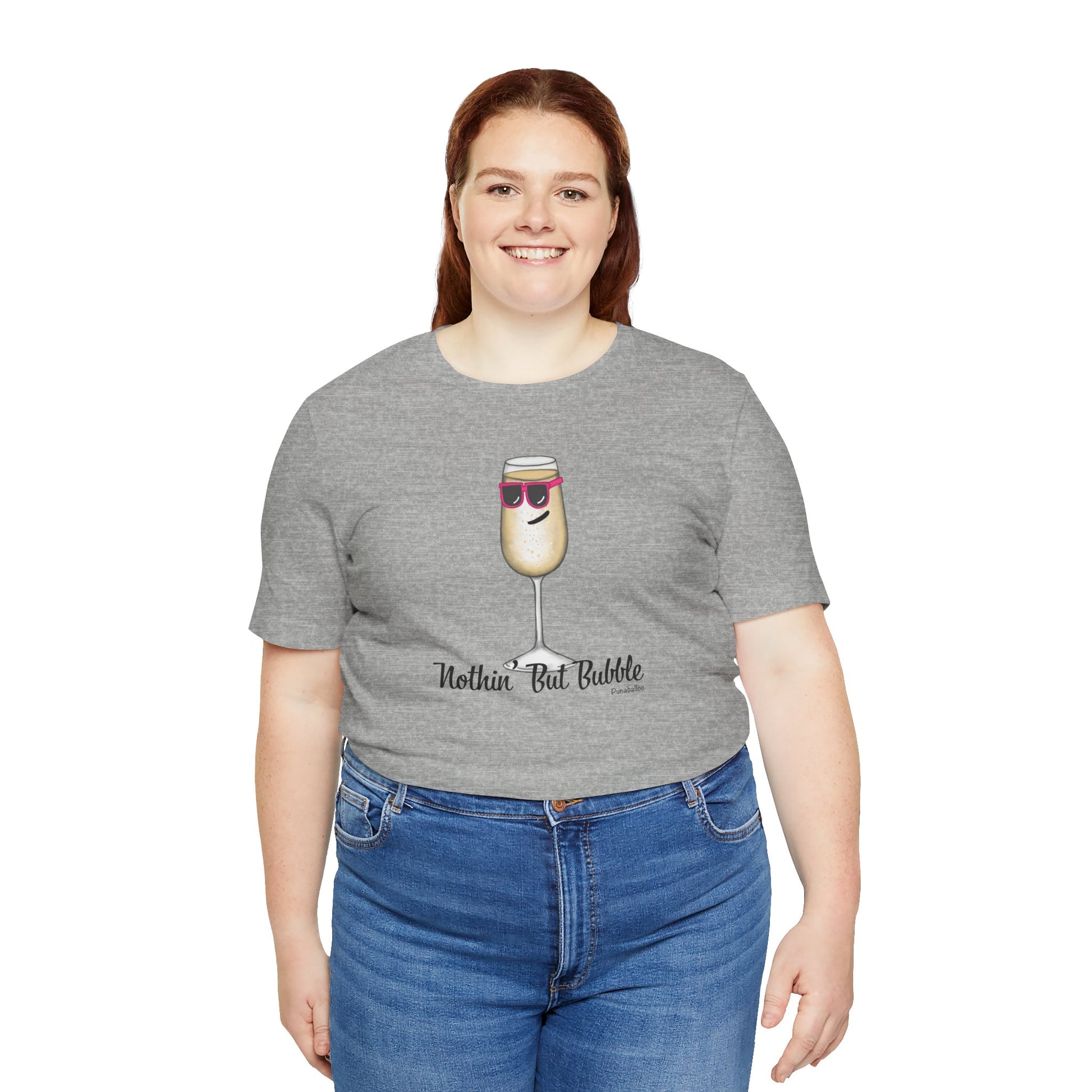 Nothing But Bubble Adult Unisex Champagne Pun Short Sleeve T-Shirt - Athletic Heather Only - Punaballoo