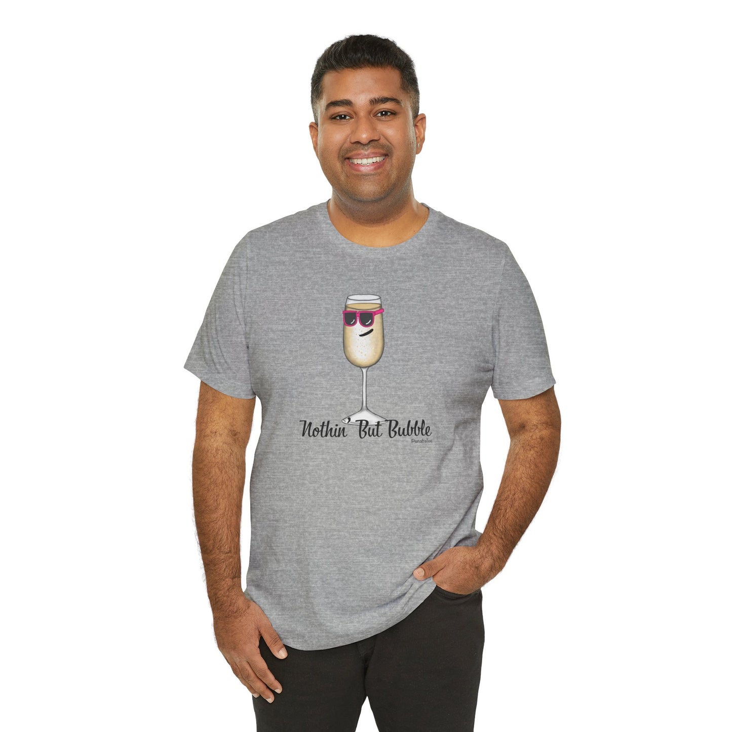 Nothing But Bubble Adult Unisex Champagne Pun Short Sleeve T-Shirt - Athletic Heather Only - Punaballoo