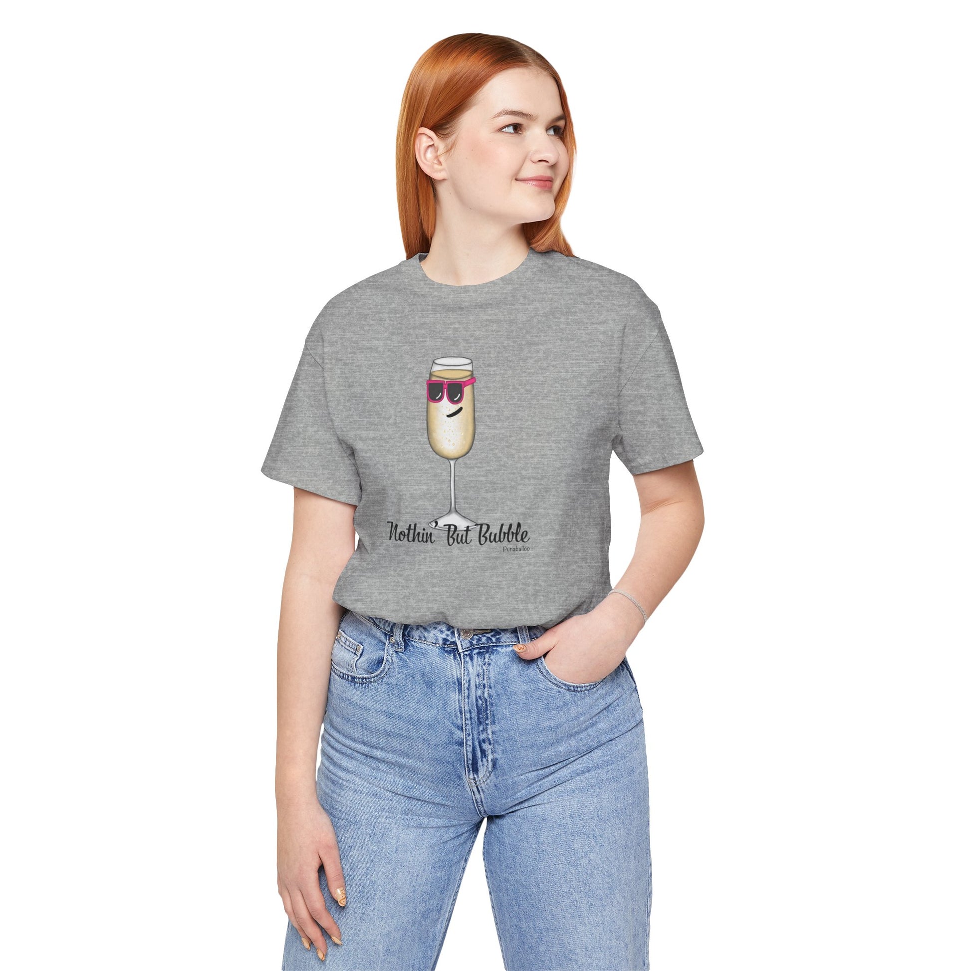 Nothing But Bubble Adult Unisex Champagne Pun Short Sleeve T-Shirt - Athletic Heather Only - Punaballoo