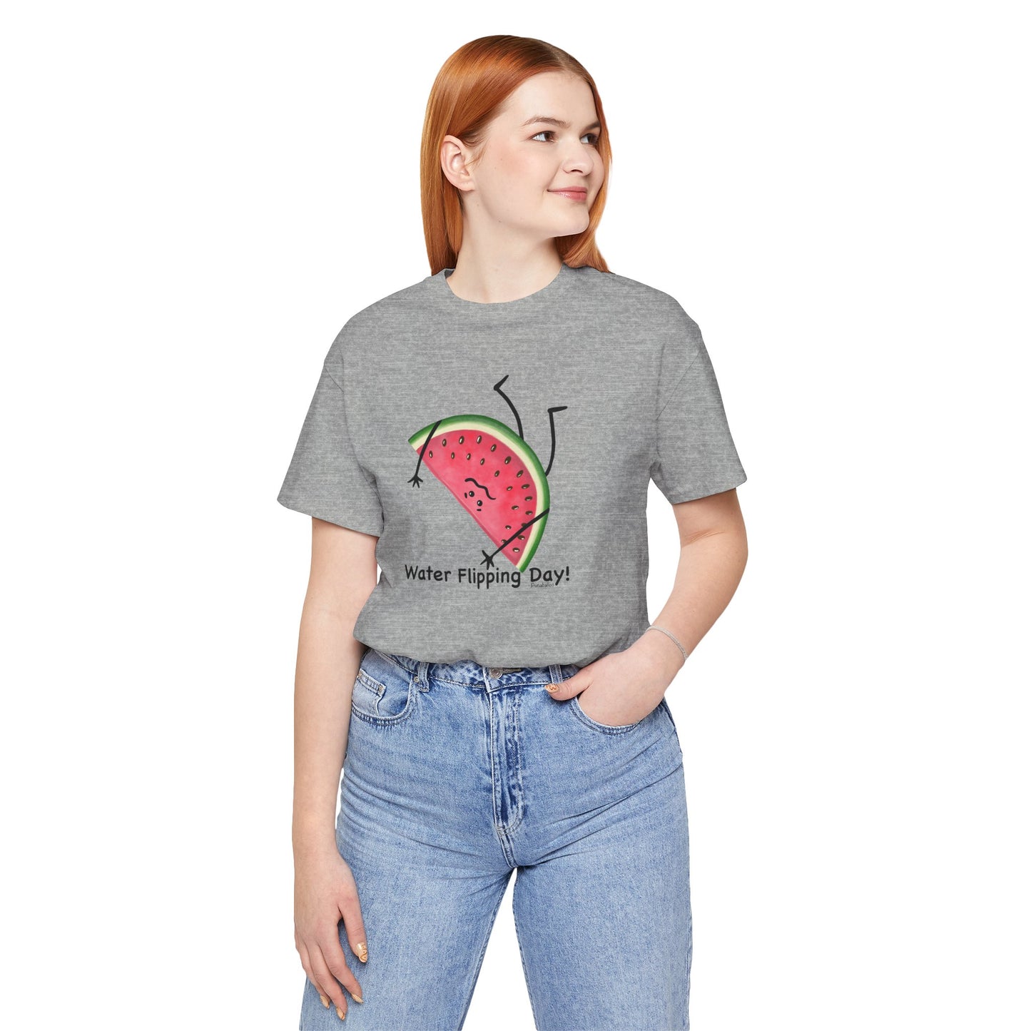 Water Flipping Day Adult Unisex Watermelon Pun Short Sleeve T-Shirt - Punaballoo