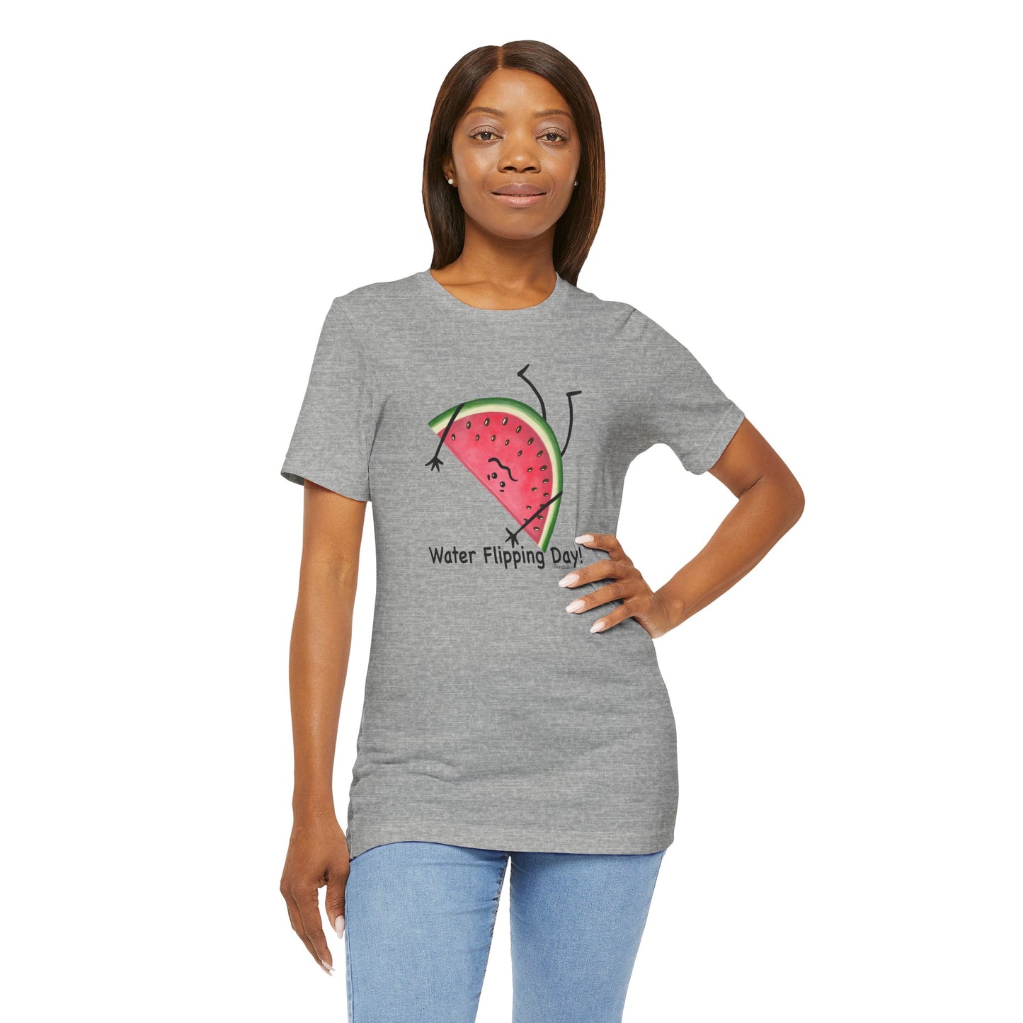 Water Flipping Day Adult Unisex Watermelon Pun Short Sleeve T-Shirt - Punaballoo