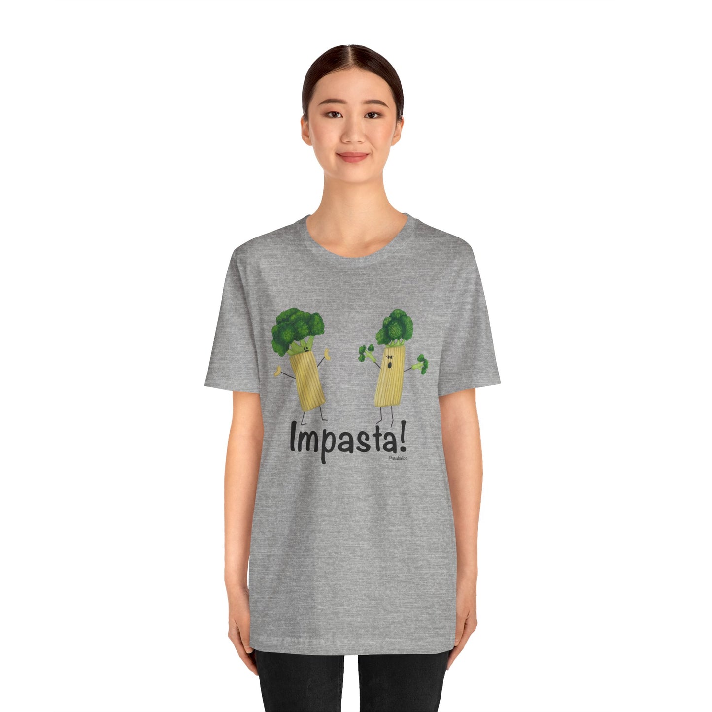 Impasta Adult Unisex Pasta Pun Short Sleeve T-Shirt - Athletic Heather Only - Punaballoo