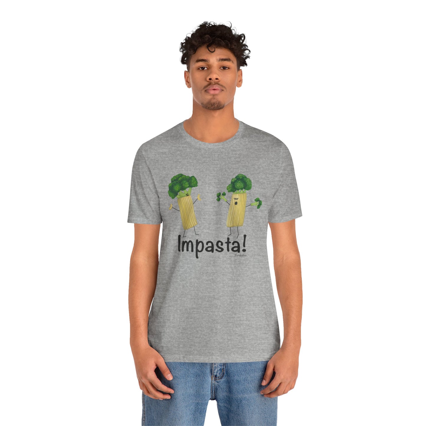 Impasta Adult Unisex Pasta Pun Short Sleeve T-Shirt - Athletic Heather Only - Punaballoo