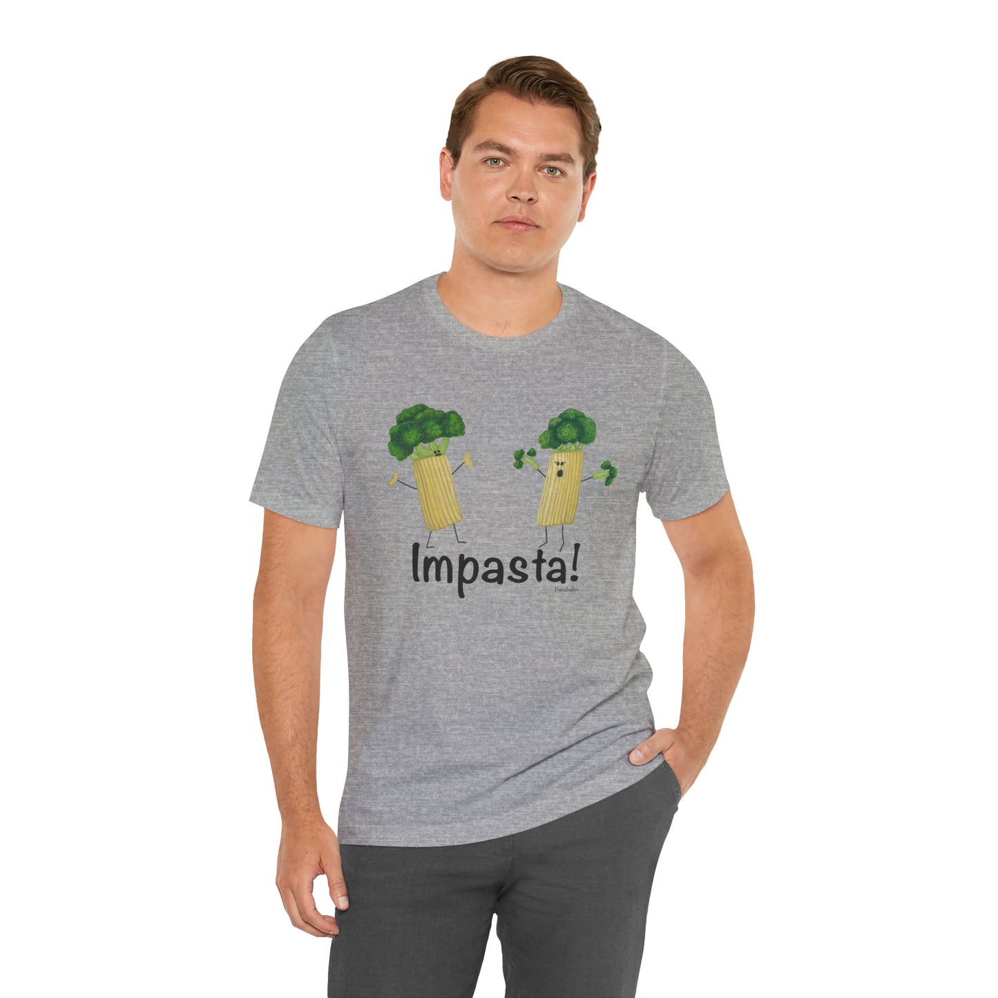 Impasta Adult Unisex Pasta Pun Short Sleeve T-Shirt - Athletic Heather Only - Punaballoo