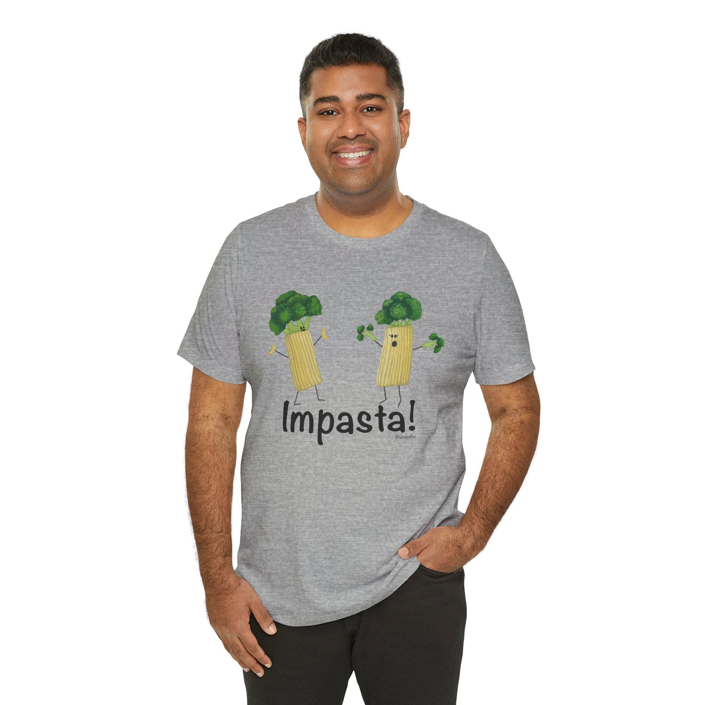 Impasta Adult Unisex Pasta Pun Short Sleeve T-Shirt - Athletic Heather Only - Punaballoo