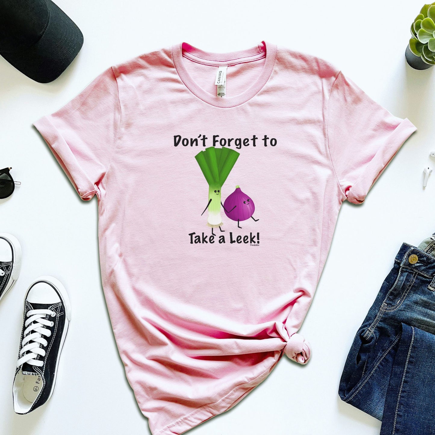 Don't Forget to Take a Leek T-Shirt | Funny Vegetable Pun Tee | Onion & Leek Graphic Shirt | Adult Unisex Humor Tee | Plant Lover Gift | Foodie Joke Shirt