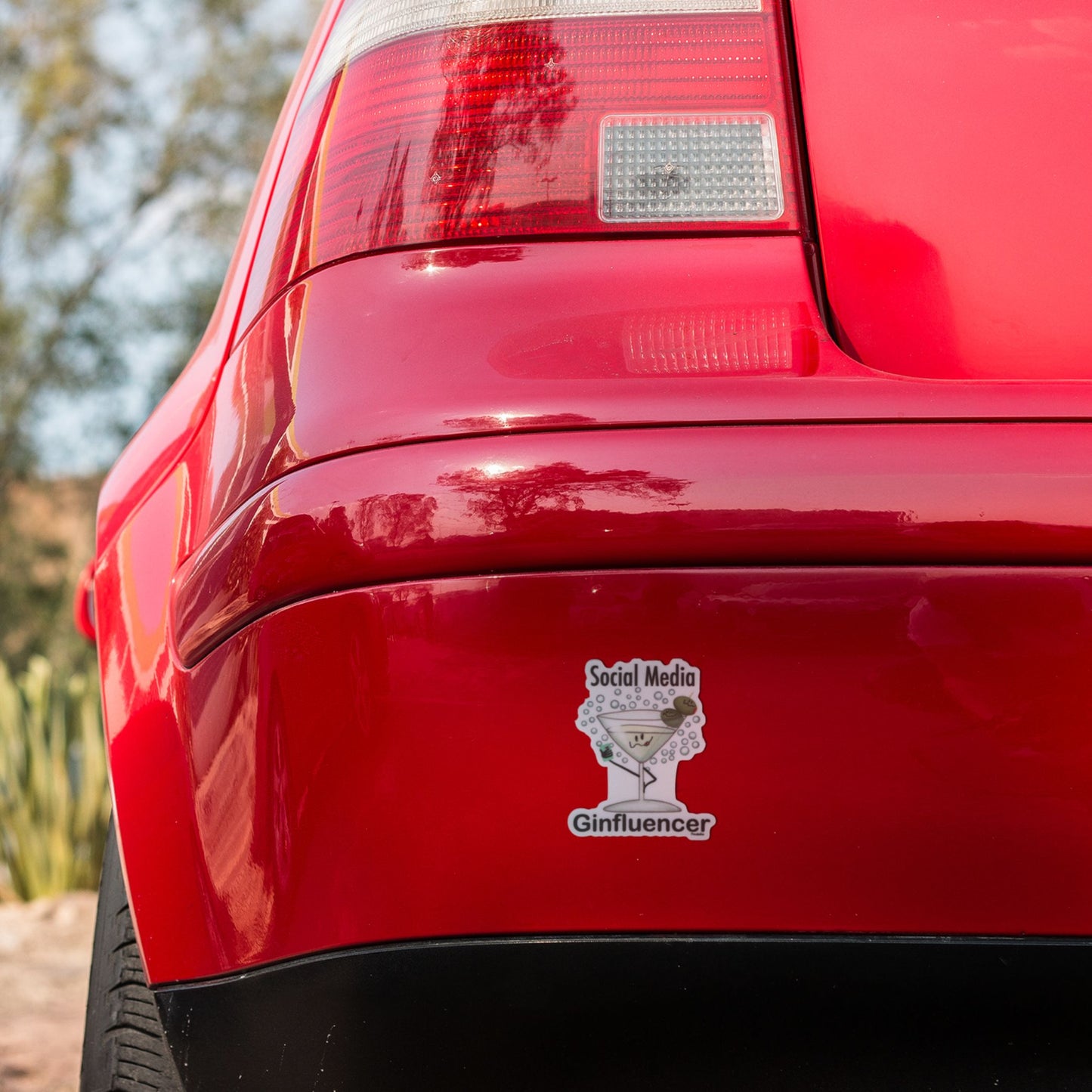 Social Media Ginfluencer Sticker – 3″ Vinyl, Waterproof & Punny Influencer Design on a car bumper