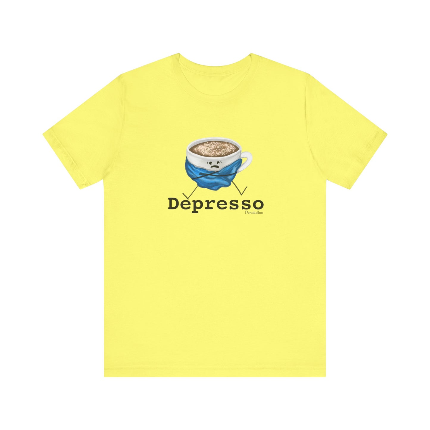 Depresso Adult Unisex Coffee Pun T-Shirt - Punaballoo