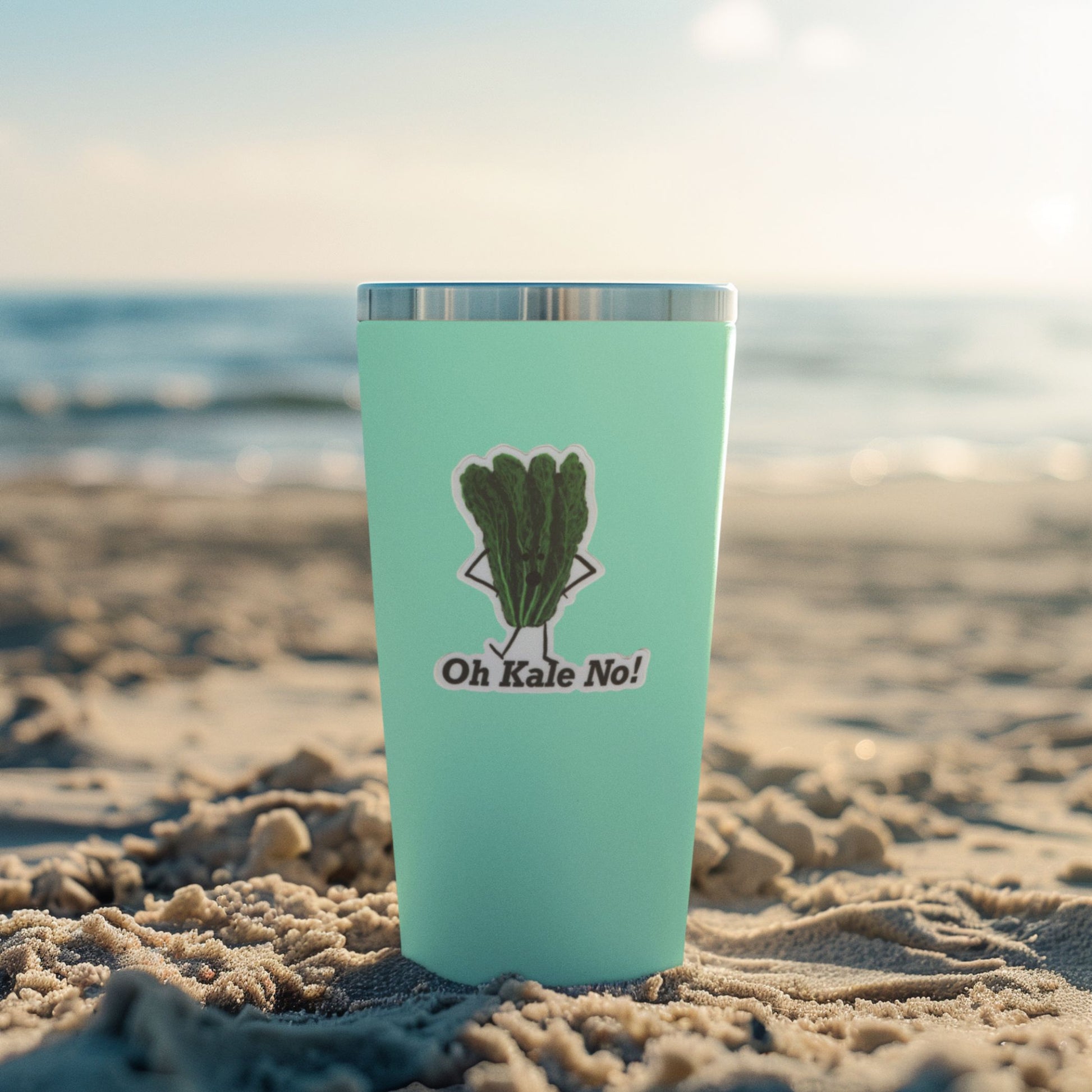 Oh Kale No! Vinyl Kale Pun Sticker – 3″ Weatherproof, Matte Finish, Funny Veggie Decal - Punaballoo