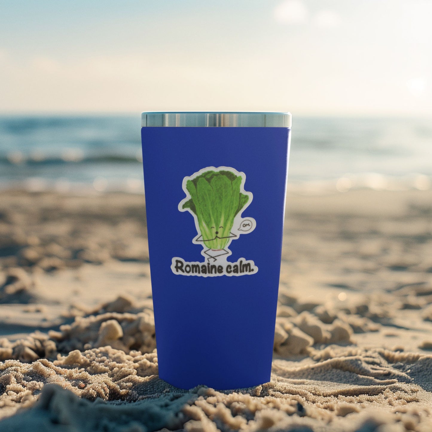 Romaine Calm Lettuce Pun Sticker – 3″ Weatherproof Vinyl, Funny Vegetable Pun Decal